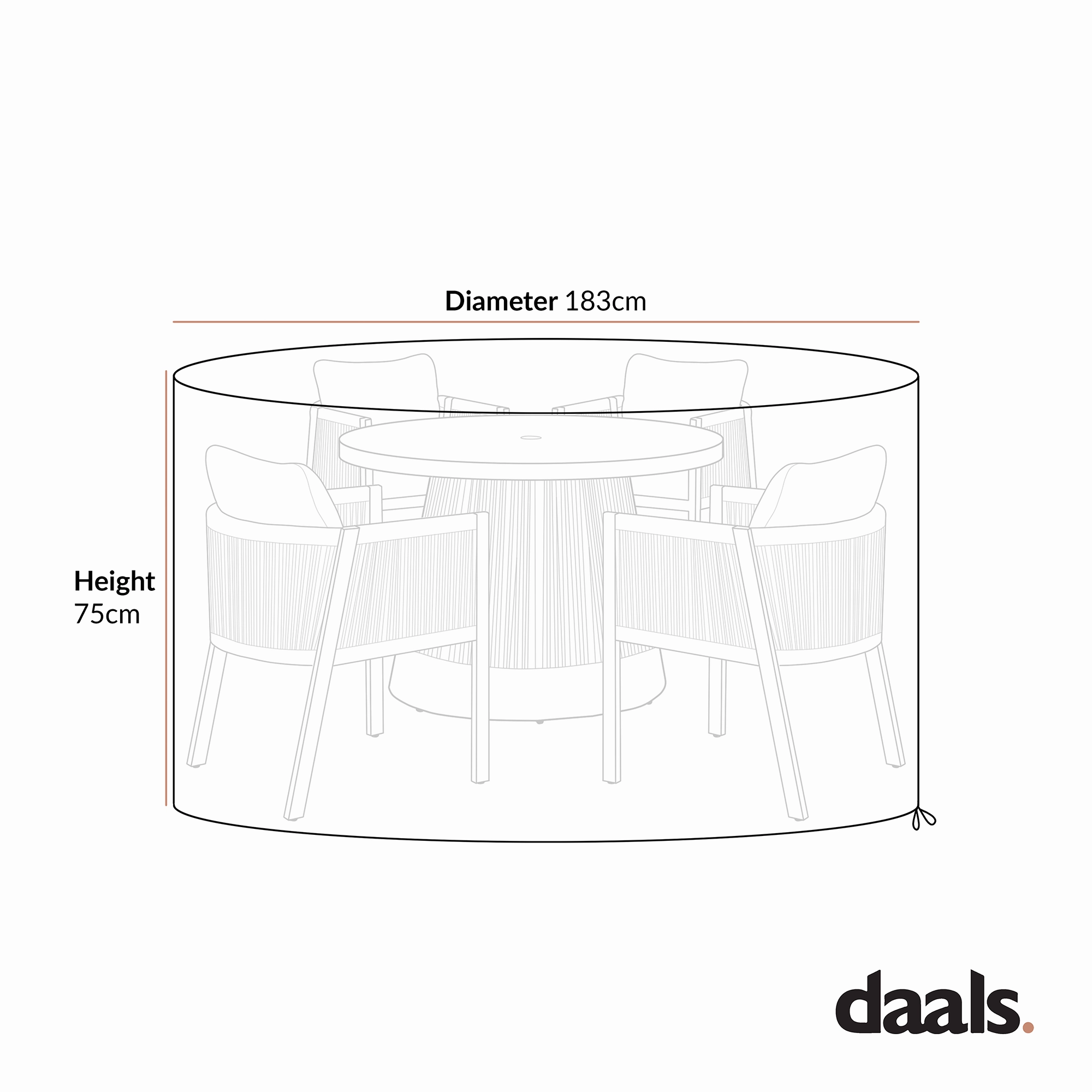Cover for Pedra Rope and Aluminium Outdoor 4-Seater Round Dining Set