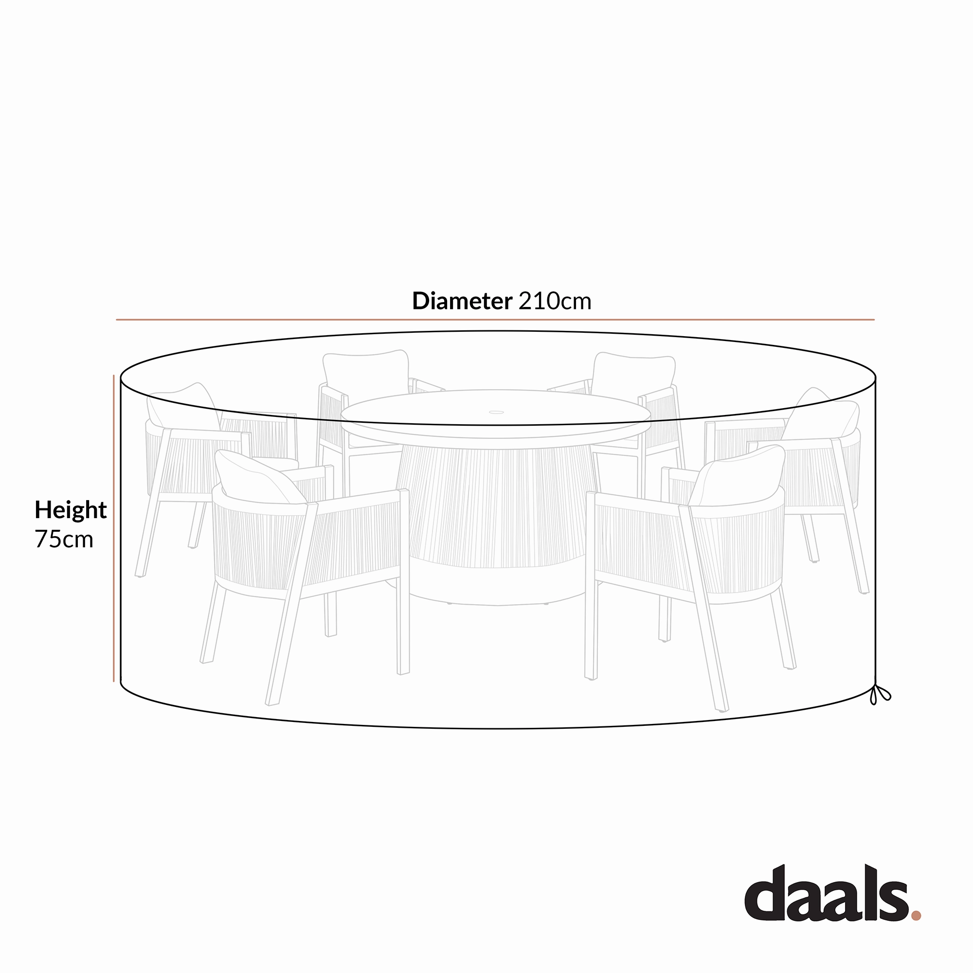 Cover for Pedra Rope and Aluminium Outdoor 6-Seater Round Dining Set