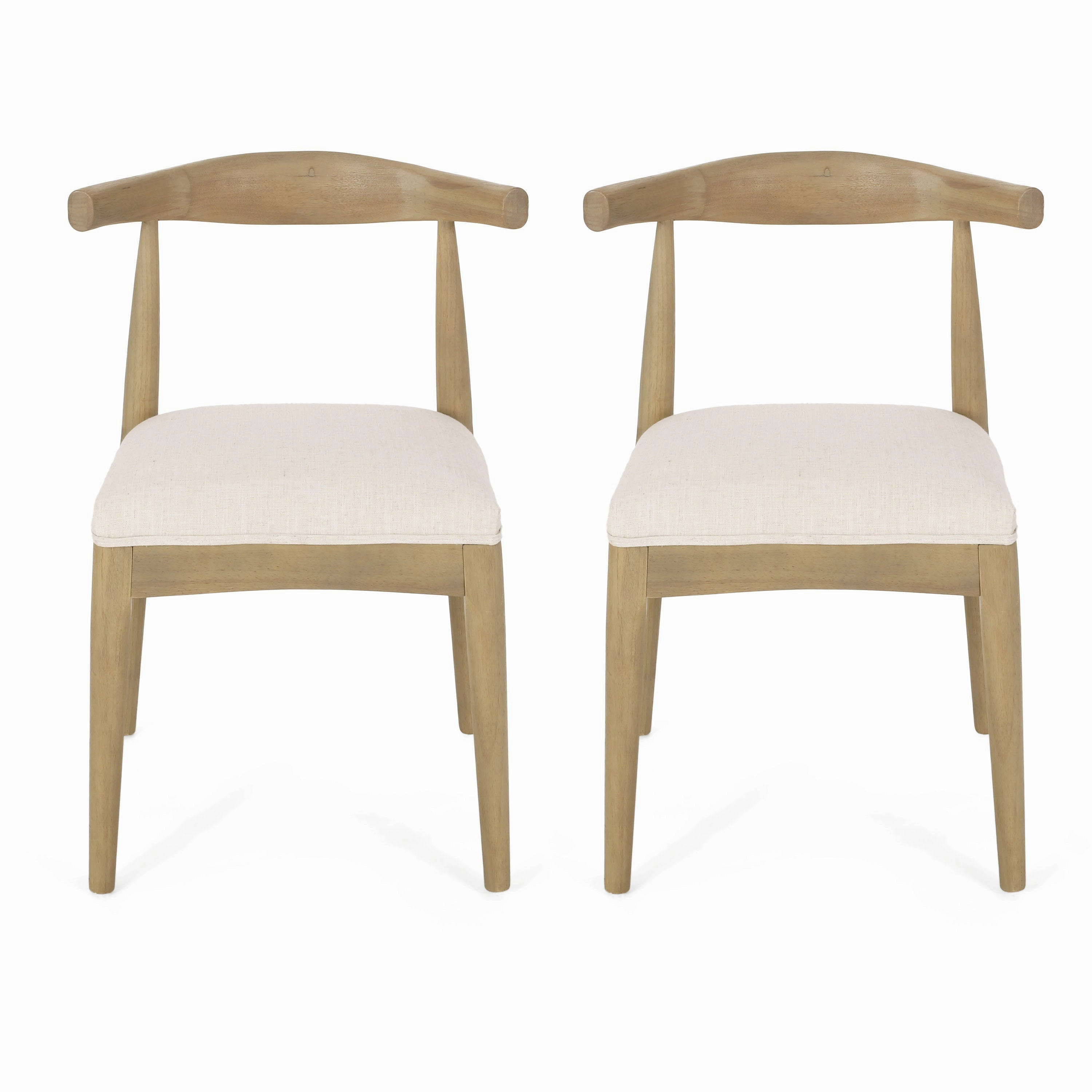 Covey Mid Century Modern Fabric Upholstered Wood Dining Chairs, Set of 2