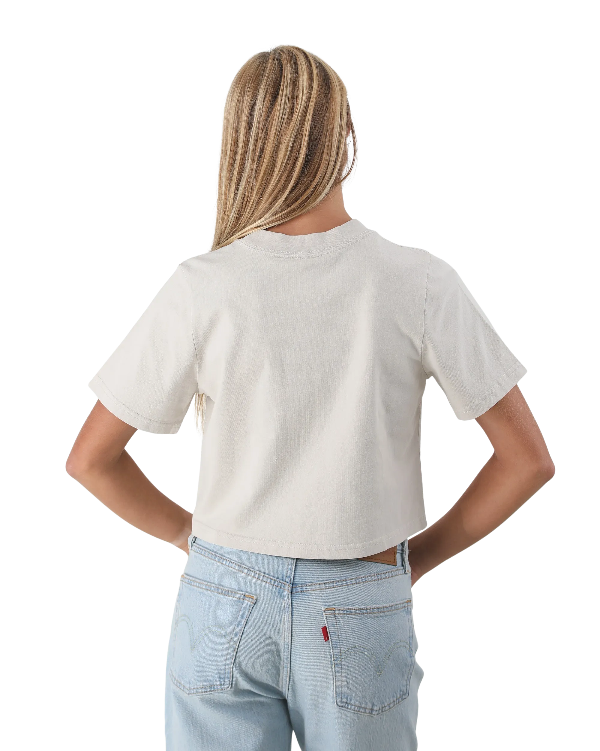 Daisy Crop T-Shirt in Faded Bone