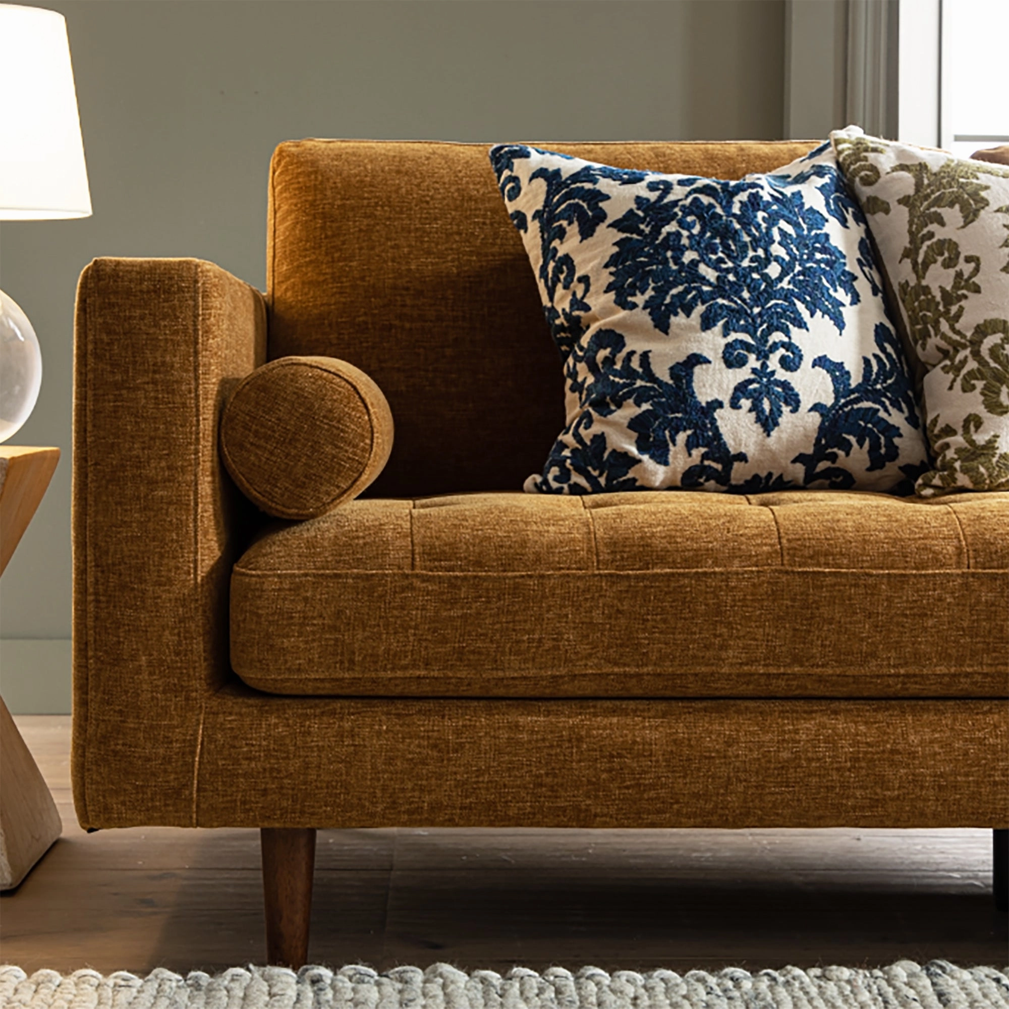 Damask Sapphire Wool Embroidered Cushion