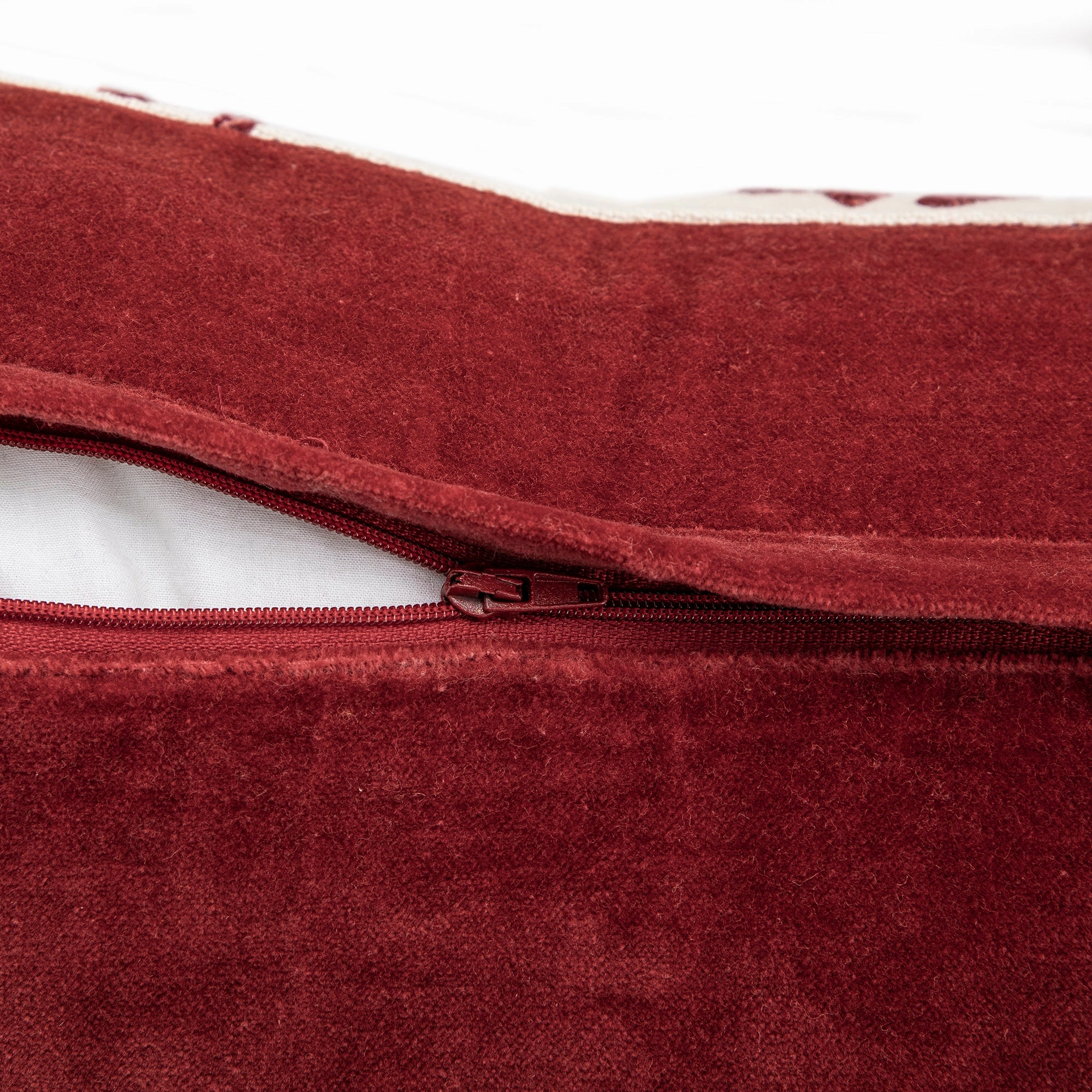 Damask Scarlet Red Wool Embroidered Cushion