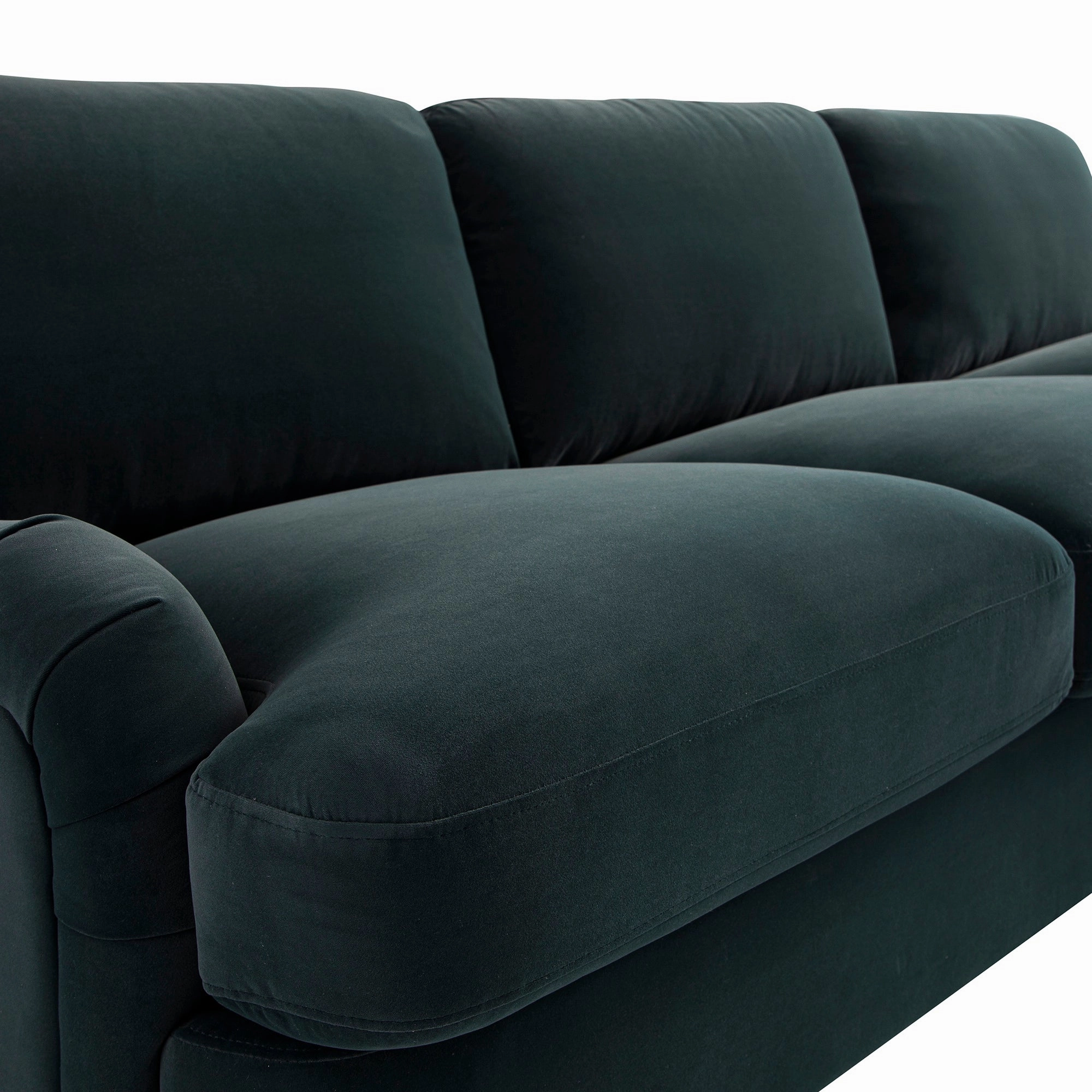 Daphnis Aegean Blue Velvet Sofa Bed, Grande Chaise Right Hand Facing