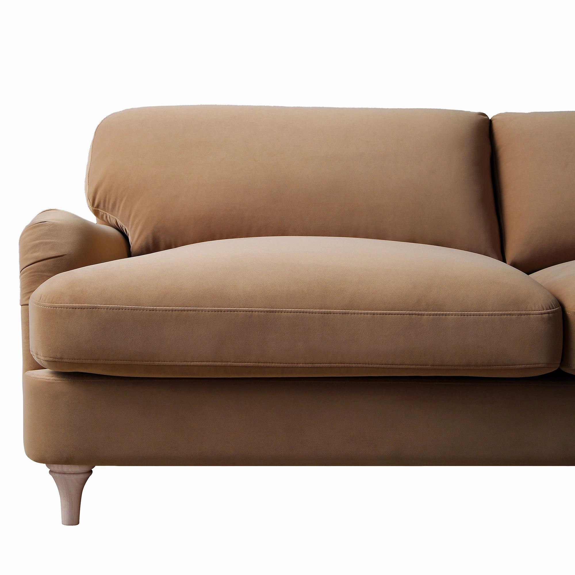 Daphnis Camel Velvet Sofa, 3-Seater
