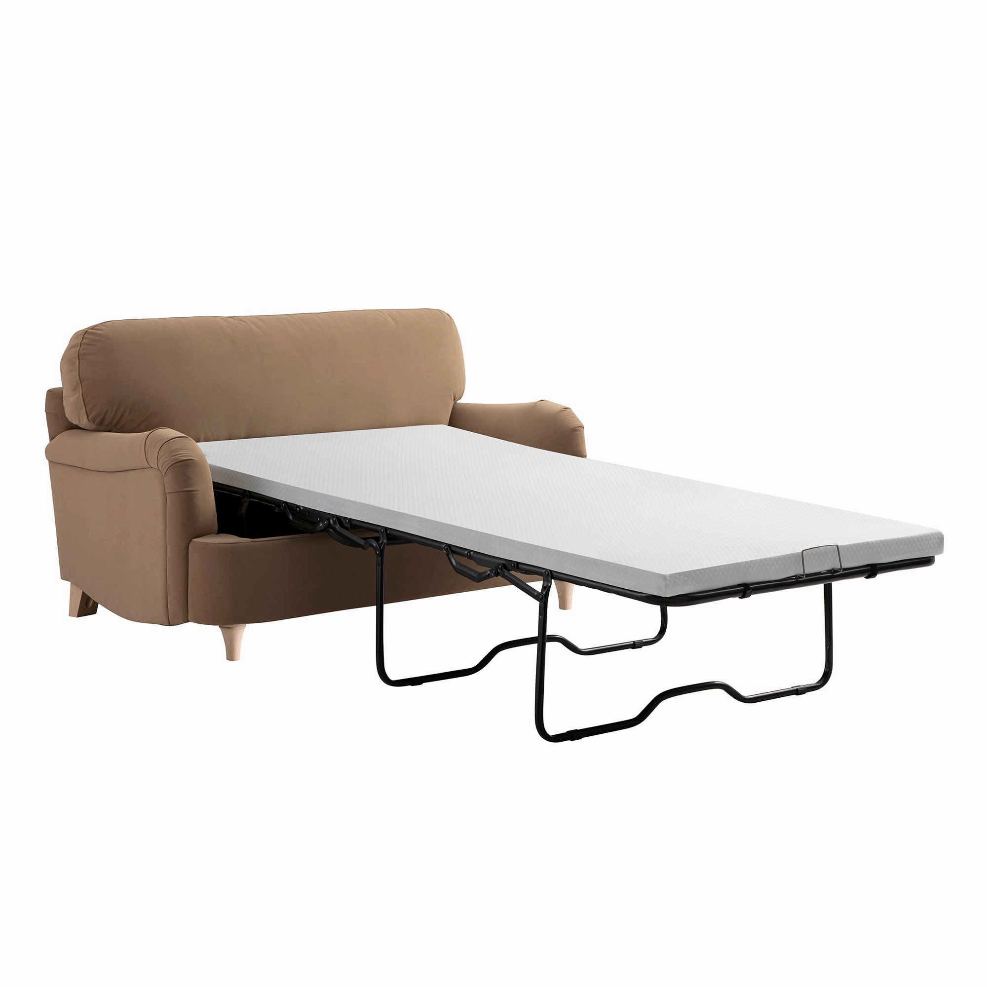 Daphnis Camel Velvet Sofa Bed, Loveseat
