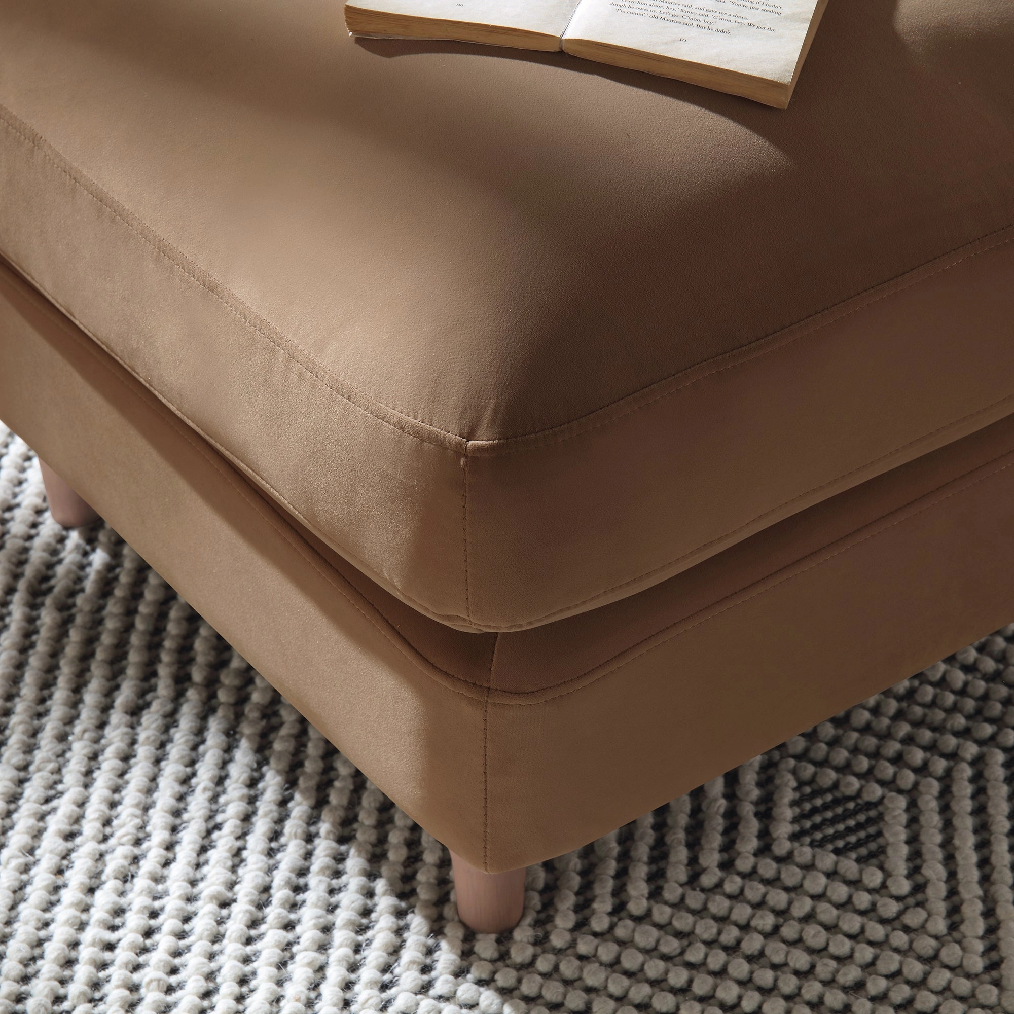 Daphnis Camel Velvet Sofa, Footstool