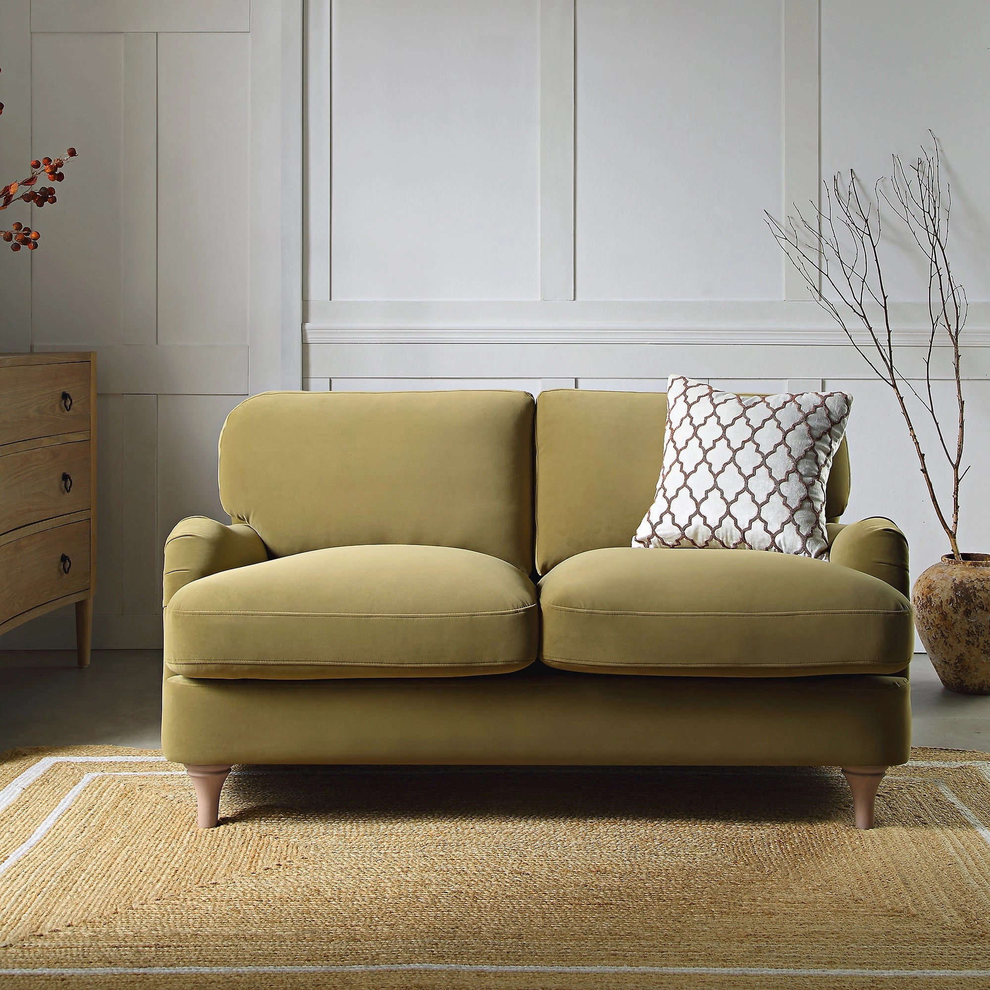 Daphnis Fudge Velvet Sofa, 2-Seater