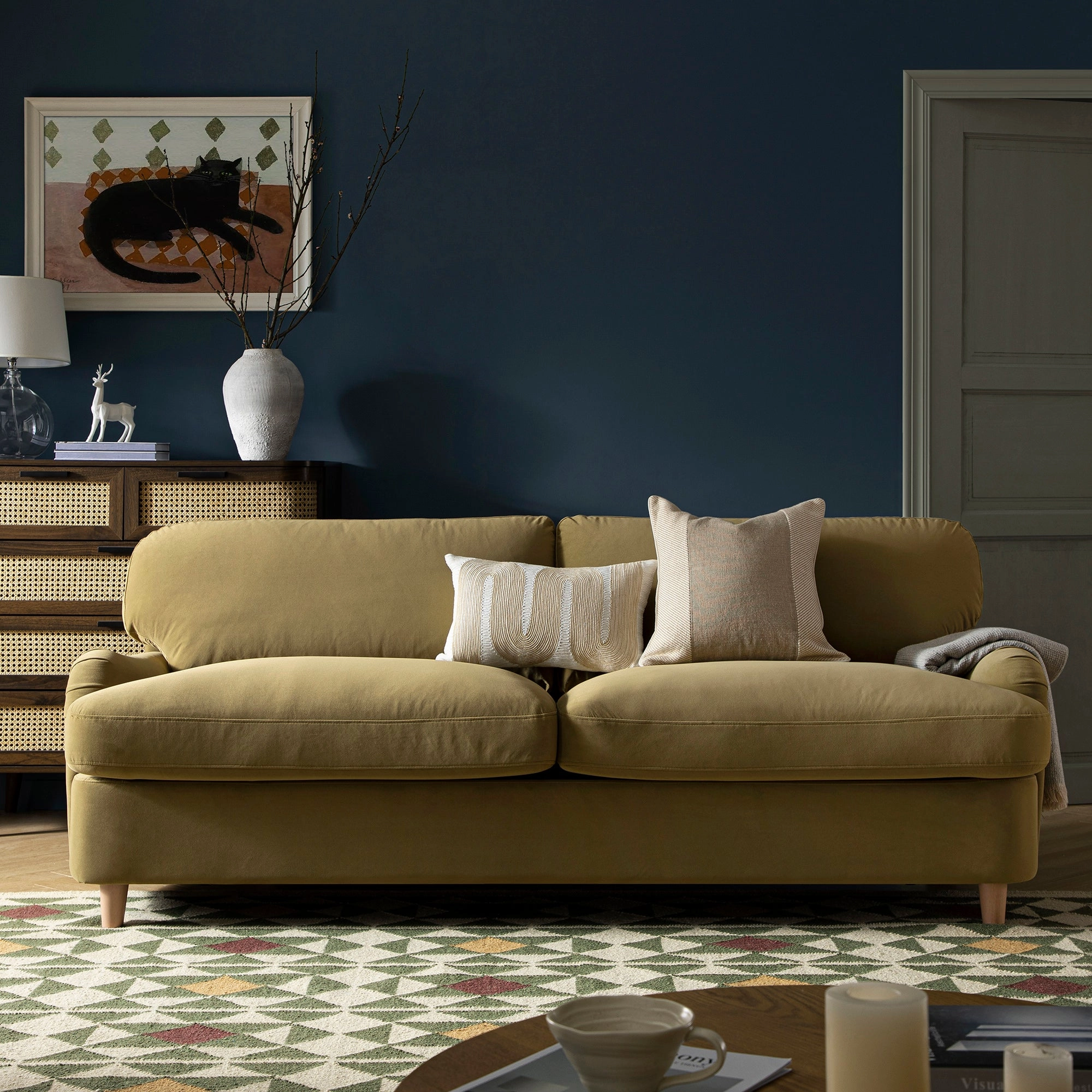 Daphnis Fudge Velvet Sofa Bed, Large 3-Seater