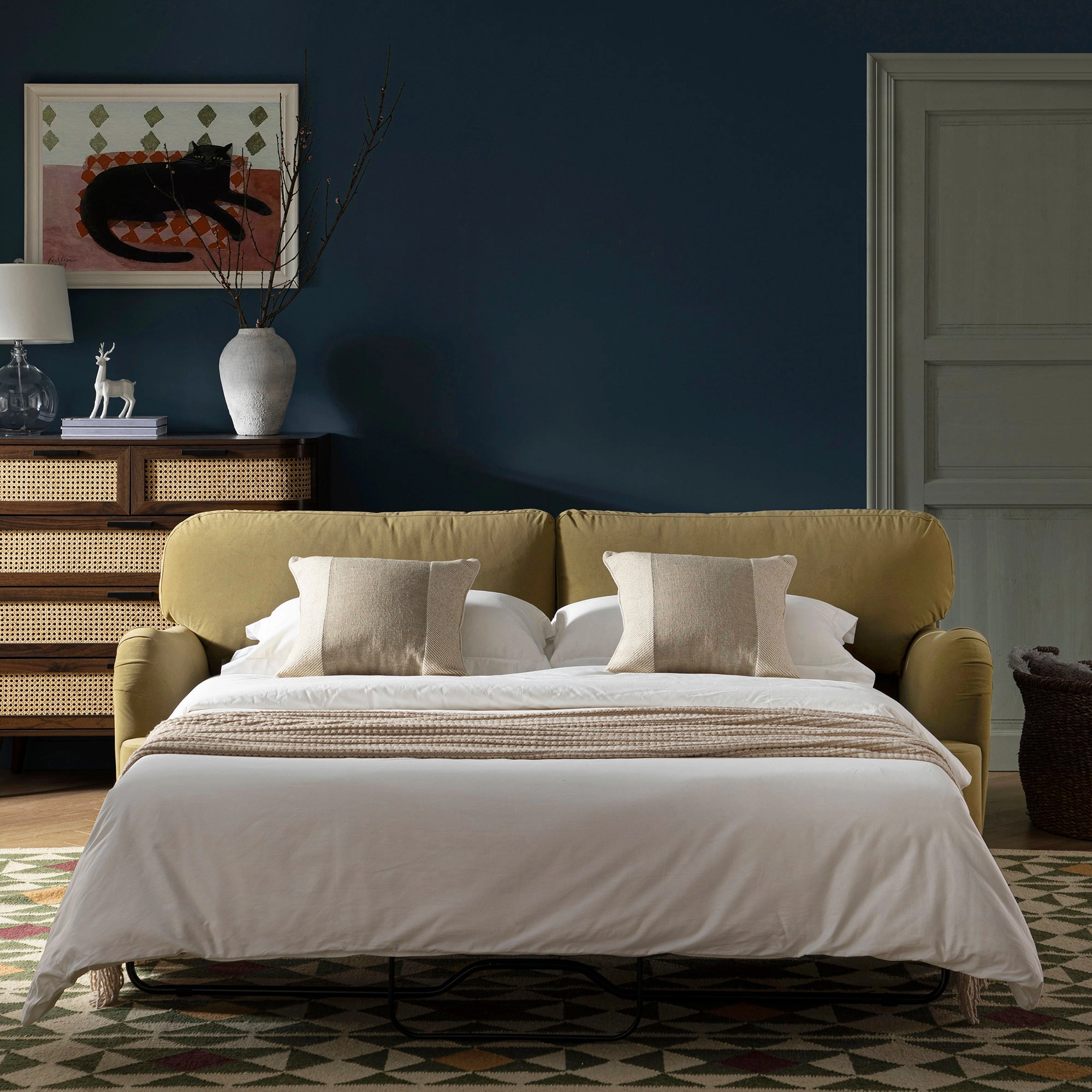 Daphnis Fudge Velvet Sofa Bed, Large 3-Seater