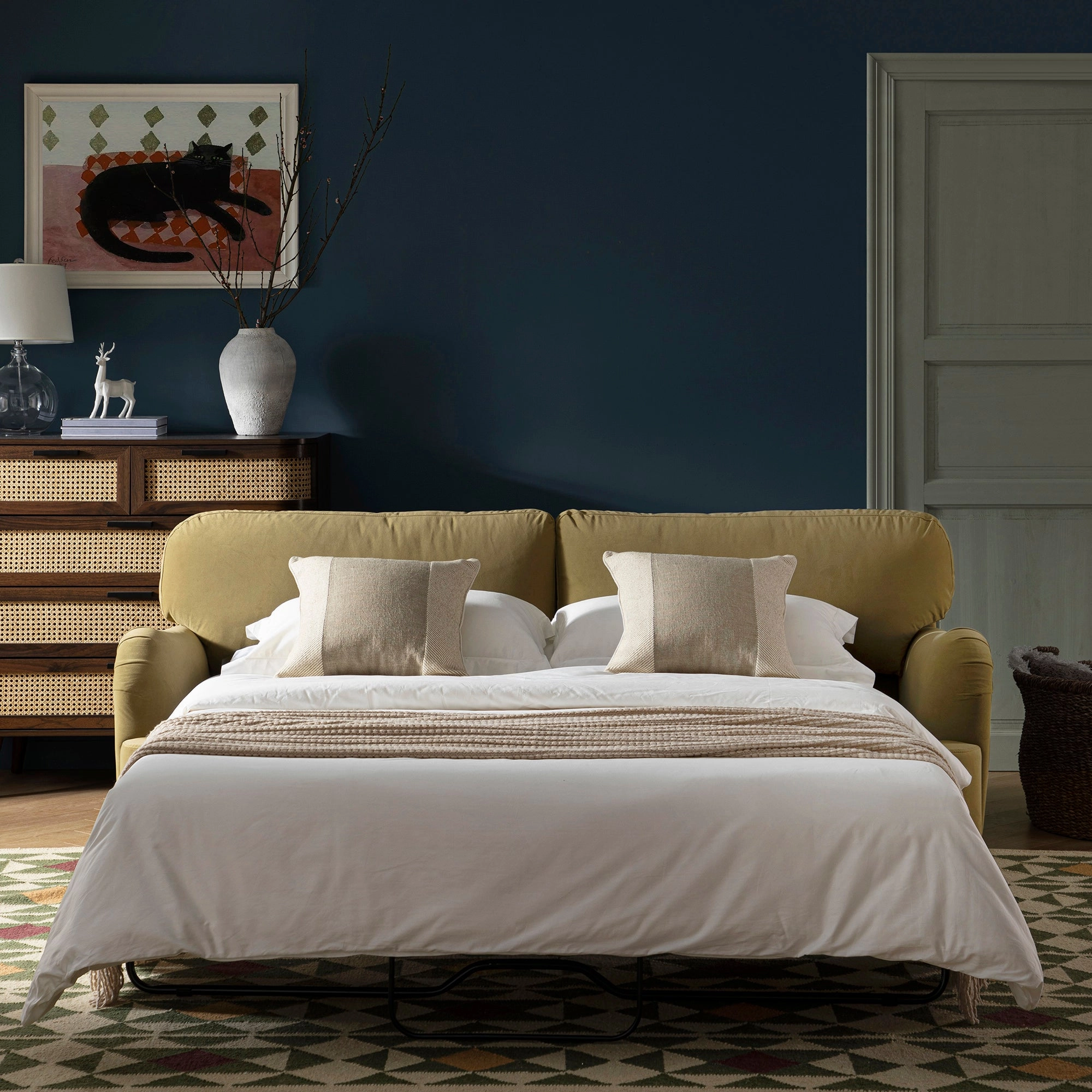 Daphnis Fudge Velvet Sofa Bed, Large 3-Seater