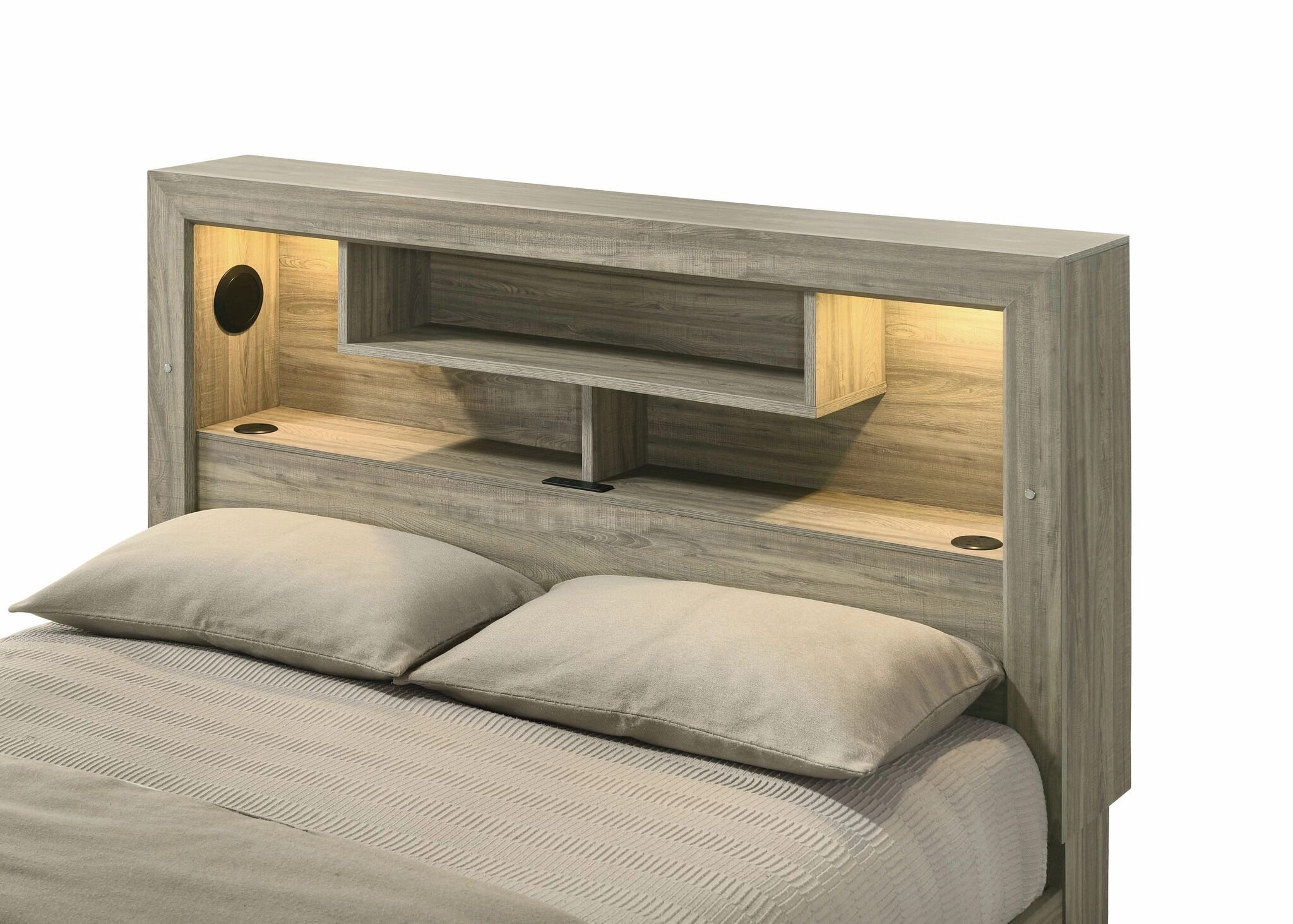 Dario 3-Piece Queen Storage Bed - Light Brown, Beige