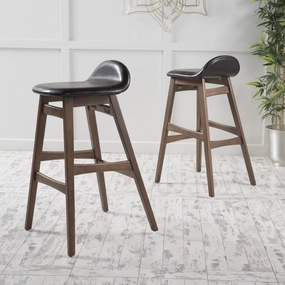 Dark Brown Leather/ Walnut Finish 30-Inch Bar Stool (Set of 2) - NH779892 kitchen accessories, table linens