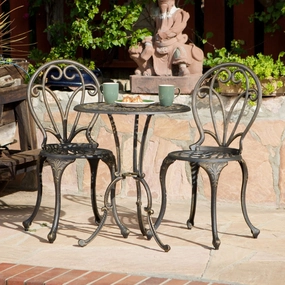 Dark Gold Cast Aluminum 3-piece Bistro Set - NH932232 outdoor lounge chair, patio sofa