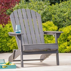 Dark Gray Acacia Wood Folding Adirondack Chair - NH526003 outdoor furniture, garden bench