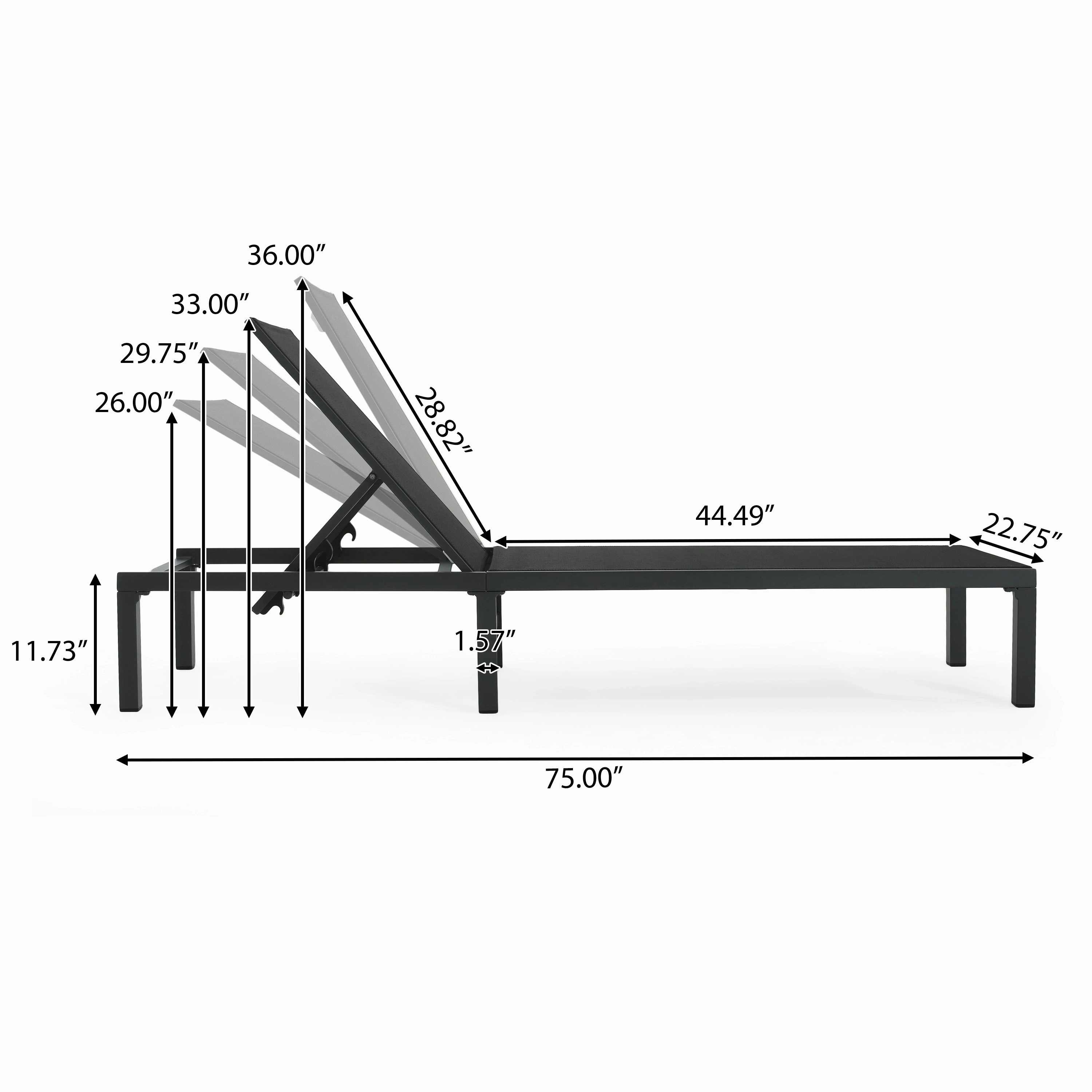 Deburoe Outdoor Adjustable Chaise Lounge(Set of 2)