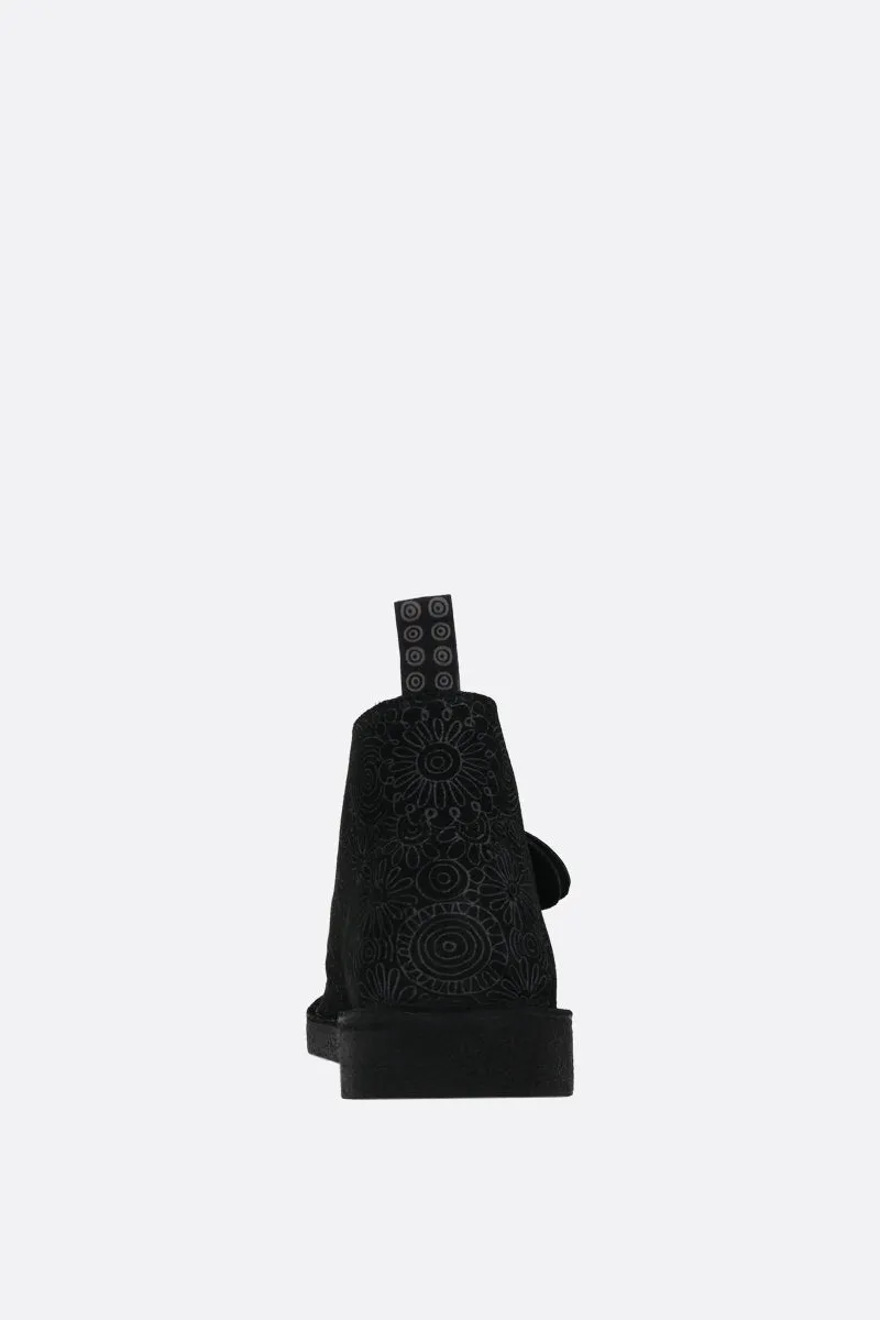 Desert graphic printed nubuk booties