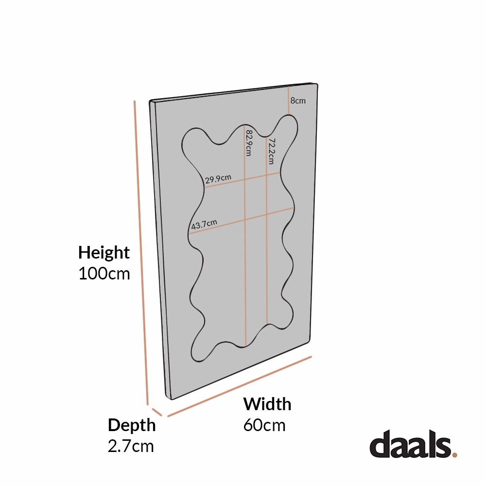 Destin Wave Mirror 100 x 60 cm, White Matte