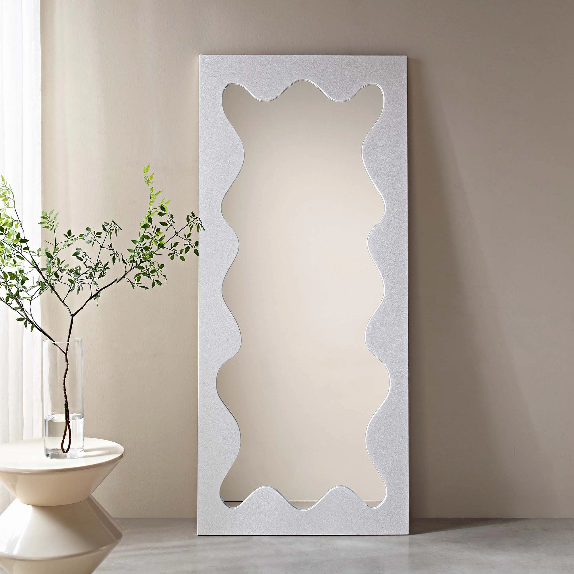 Destin Wave Mirror 160 x 70 cm, White Matte