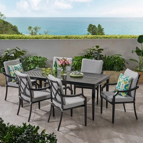 Diego Outdoor 6 Seater Aluminum Rectangular Dining Set - NH893803 outdoor lounge chair, patio sofa