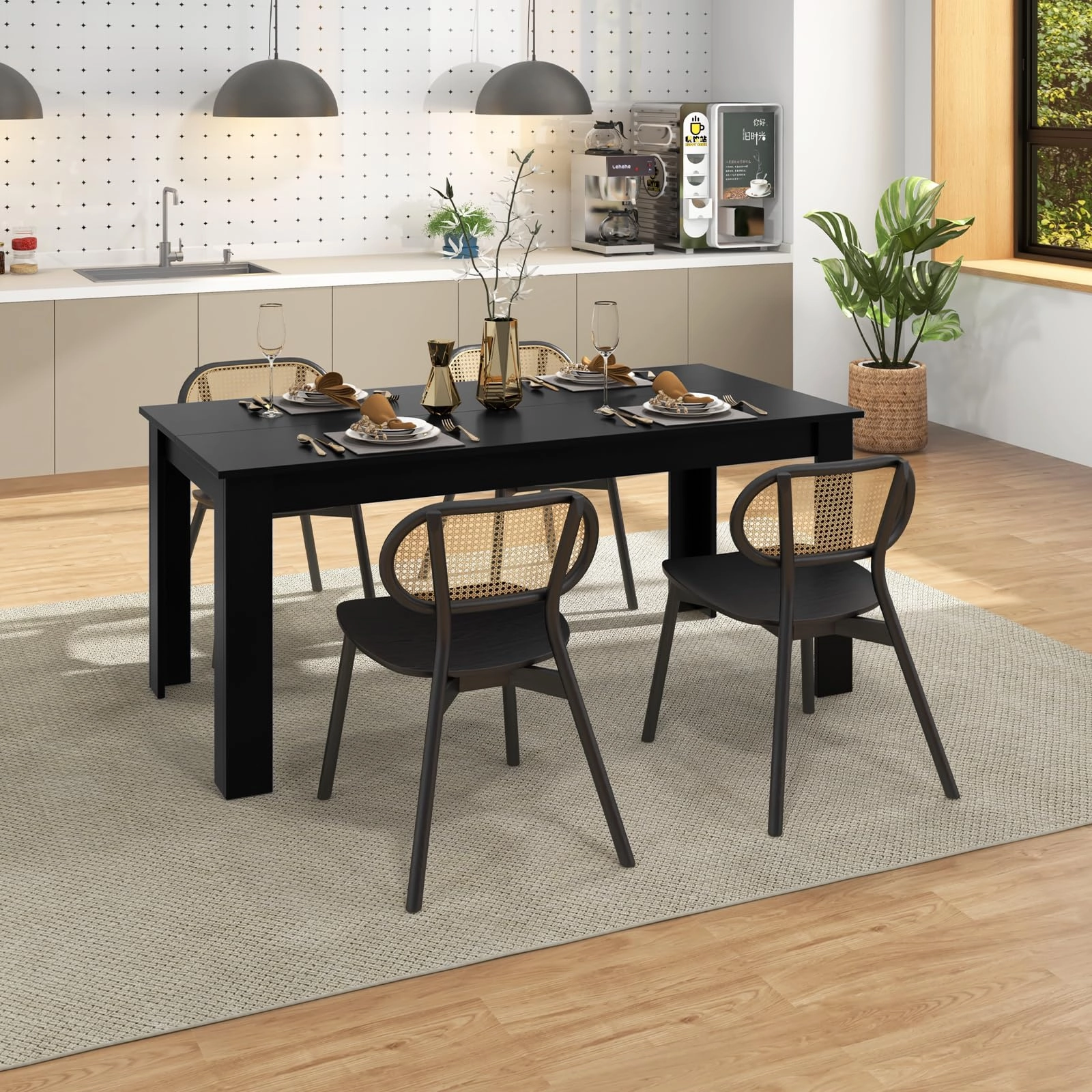 Dining Table, Wood Rectangular Table Dining Table 63" x 31.5" x 30"