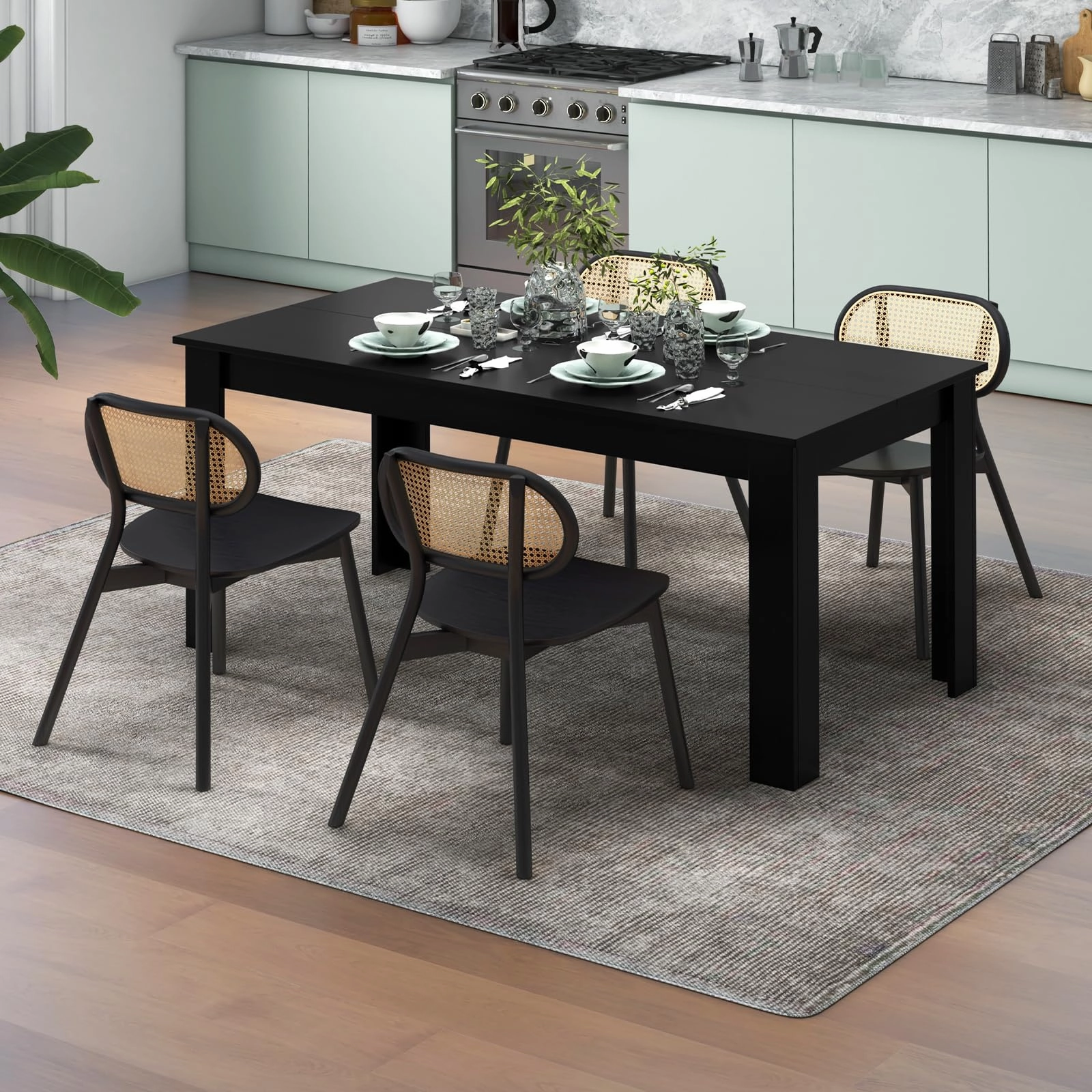 Dining Table, Wood Rectangular Table Dining Table 63" x 31.5" x 30"
