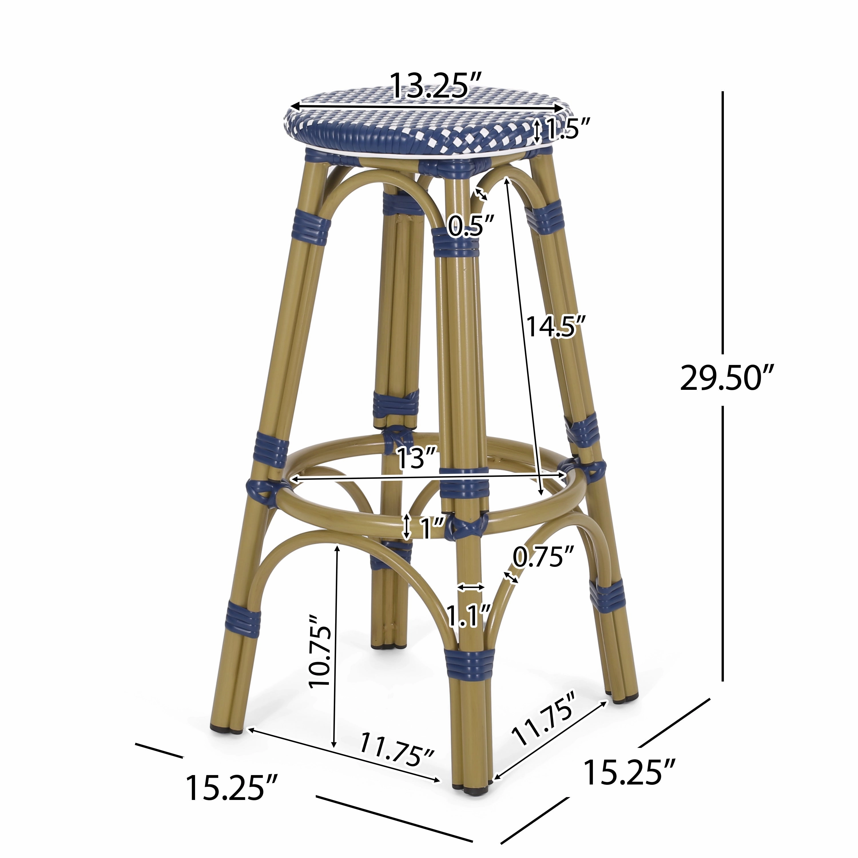 Dohney Outdoor French Aluminum 29.5 Inch Barstools, Set of 2