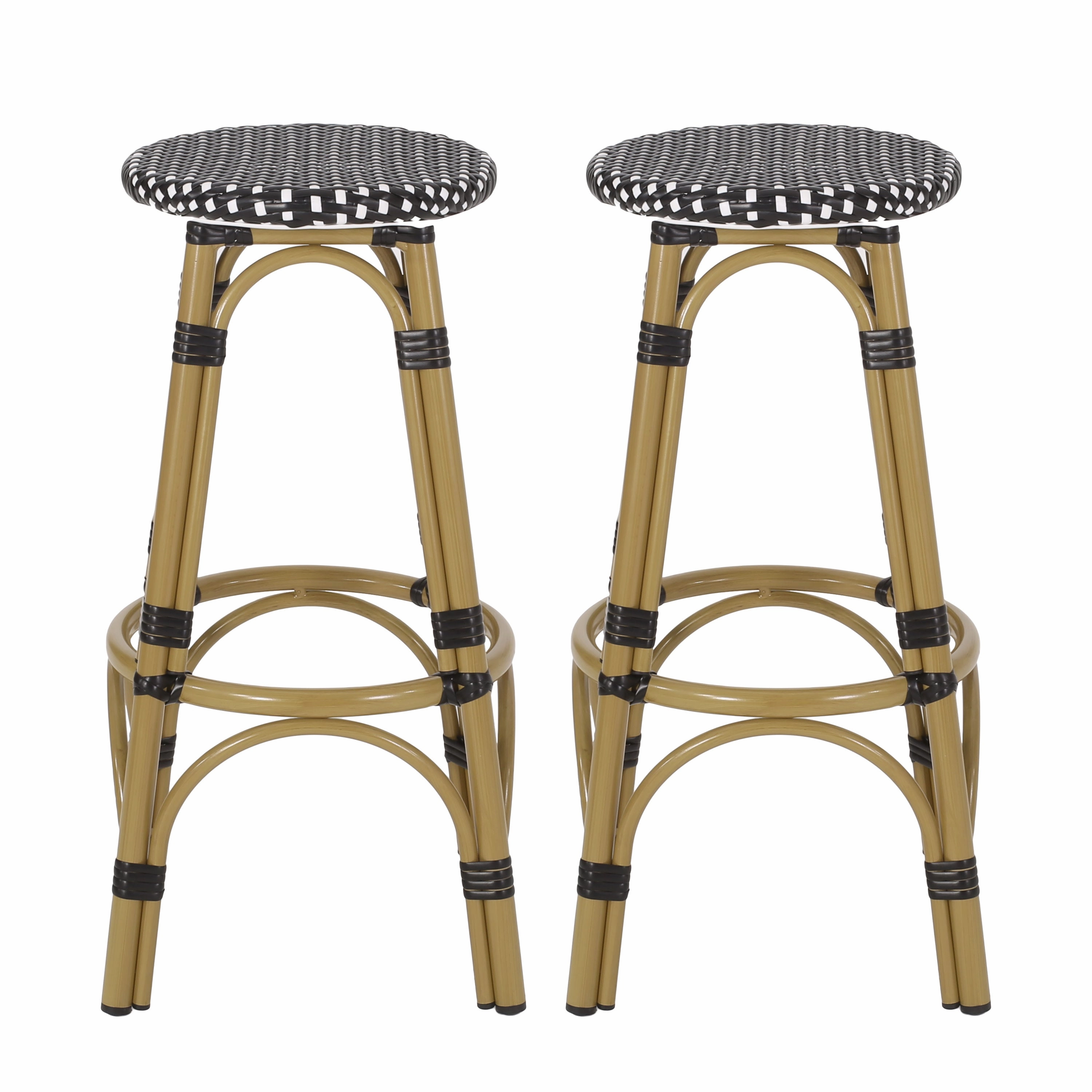 Dohney Outdoor French Aluminum 29.5 Inch Barstools, Set of 2 outdoor furniture, garden bench