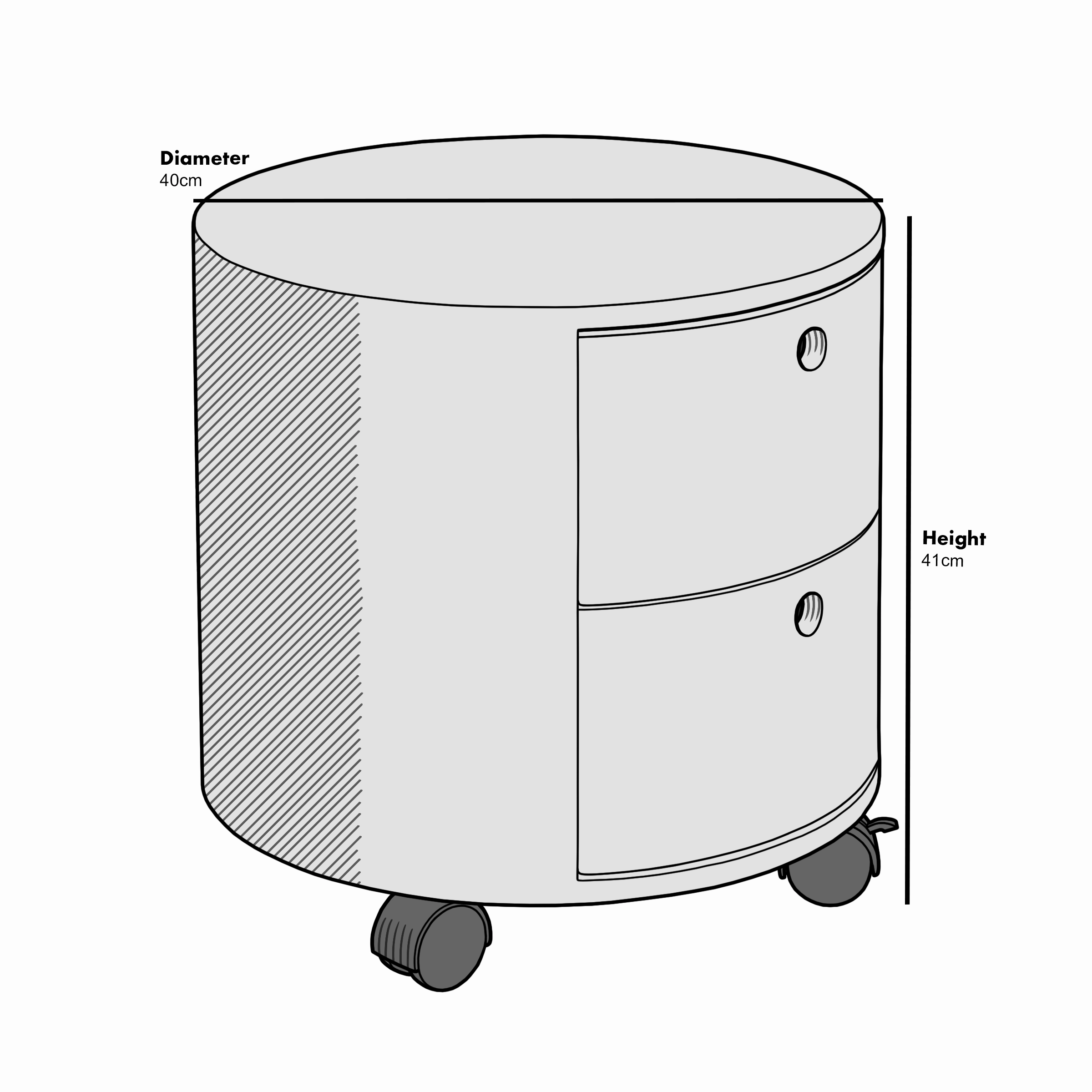 DOLIO Drum Chest Bedside Table, Barrel Side Table with Drawers Oak 2 Drawer