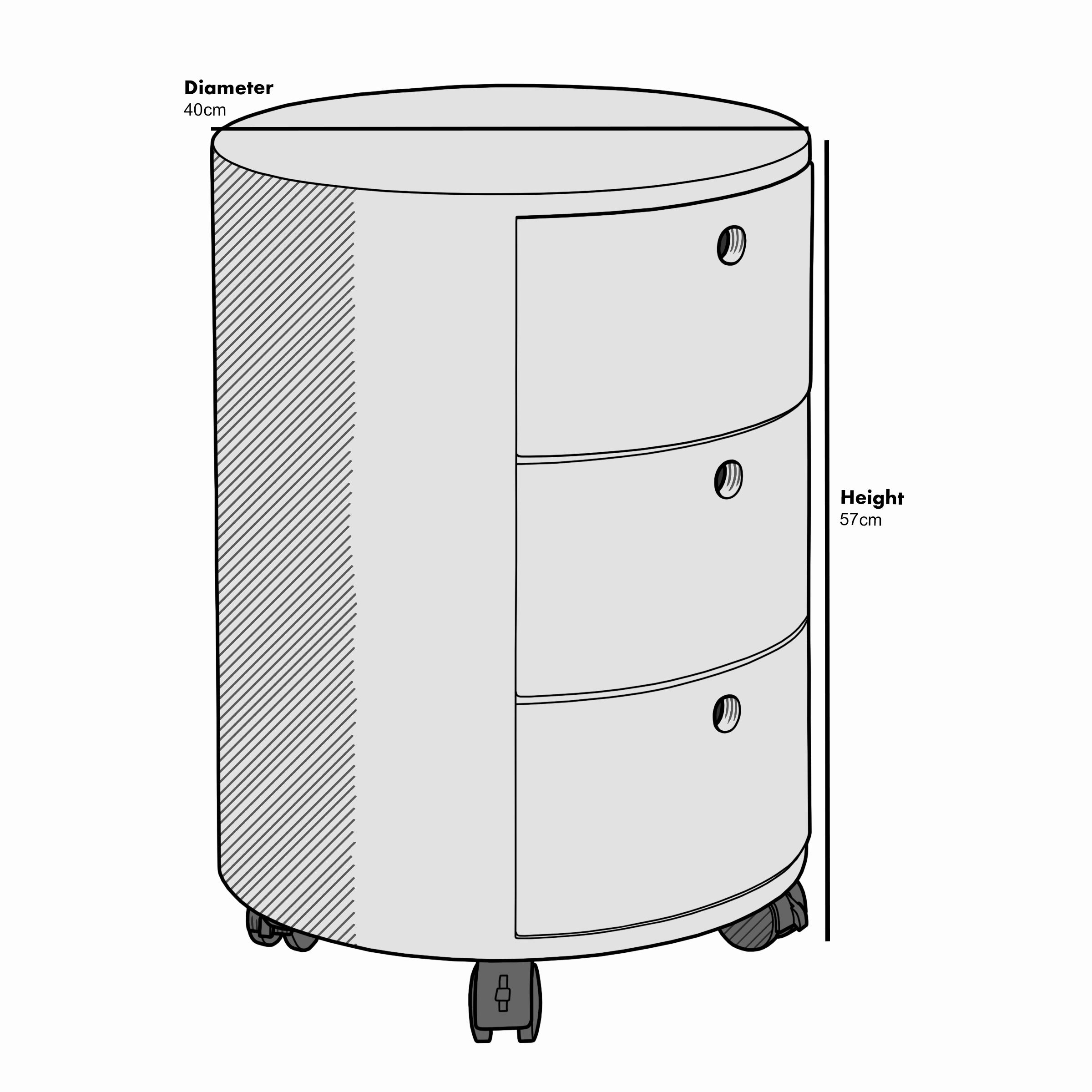 DOLIO Drum Chest Bedside Table, Barrel Side Table with Drawers Oak 3 Drawer