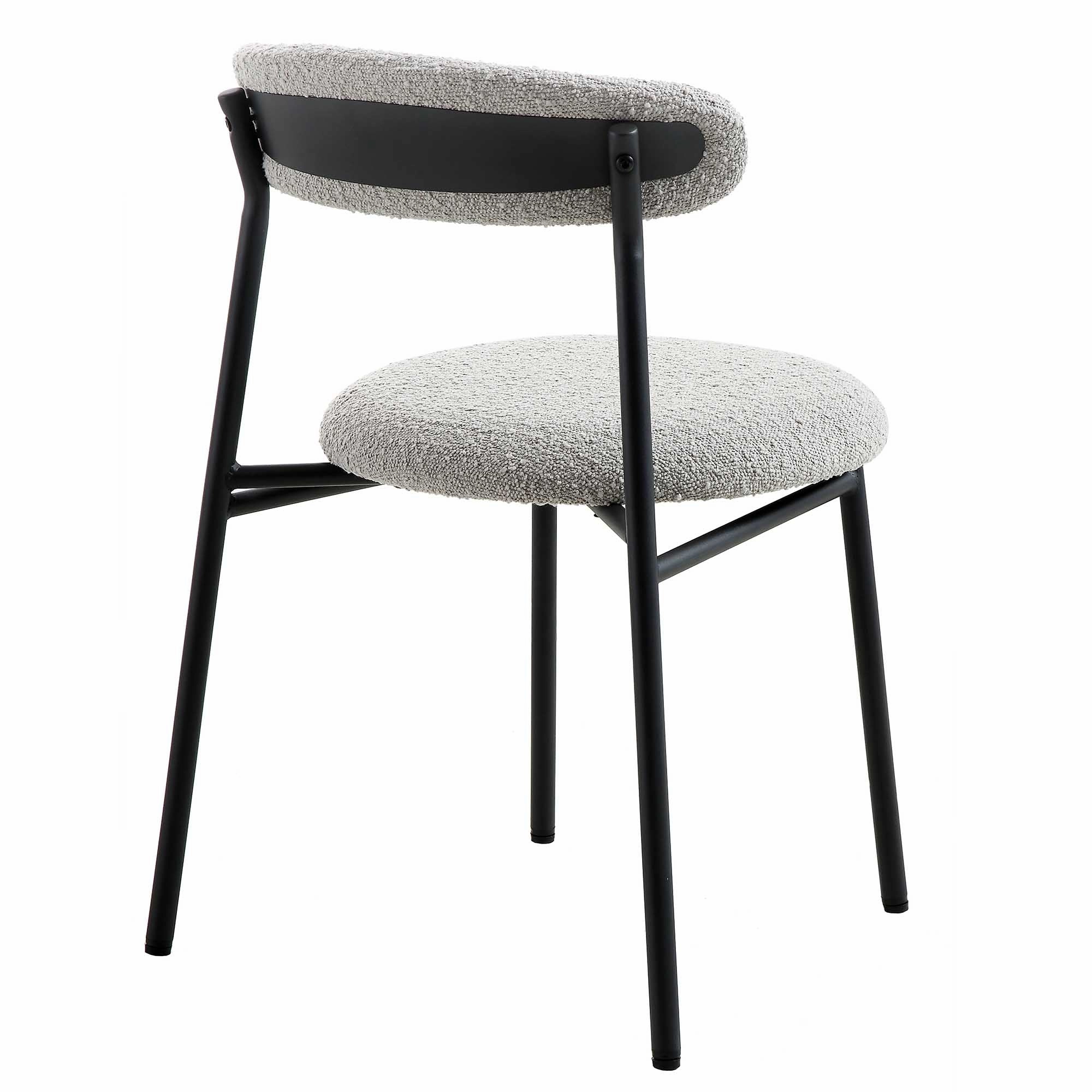 Donna Set of 2 Light Grey Boucle Dining Chairs