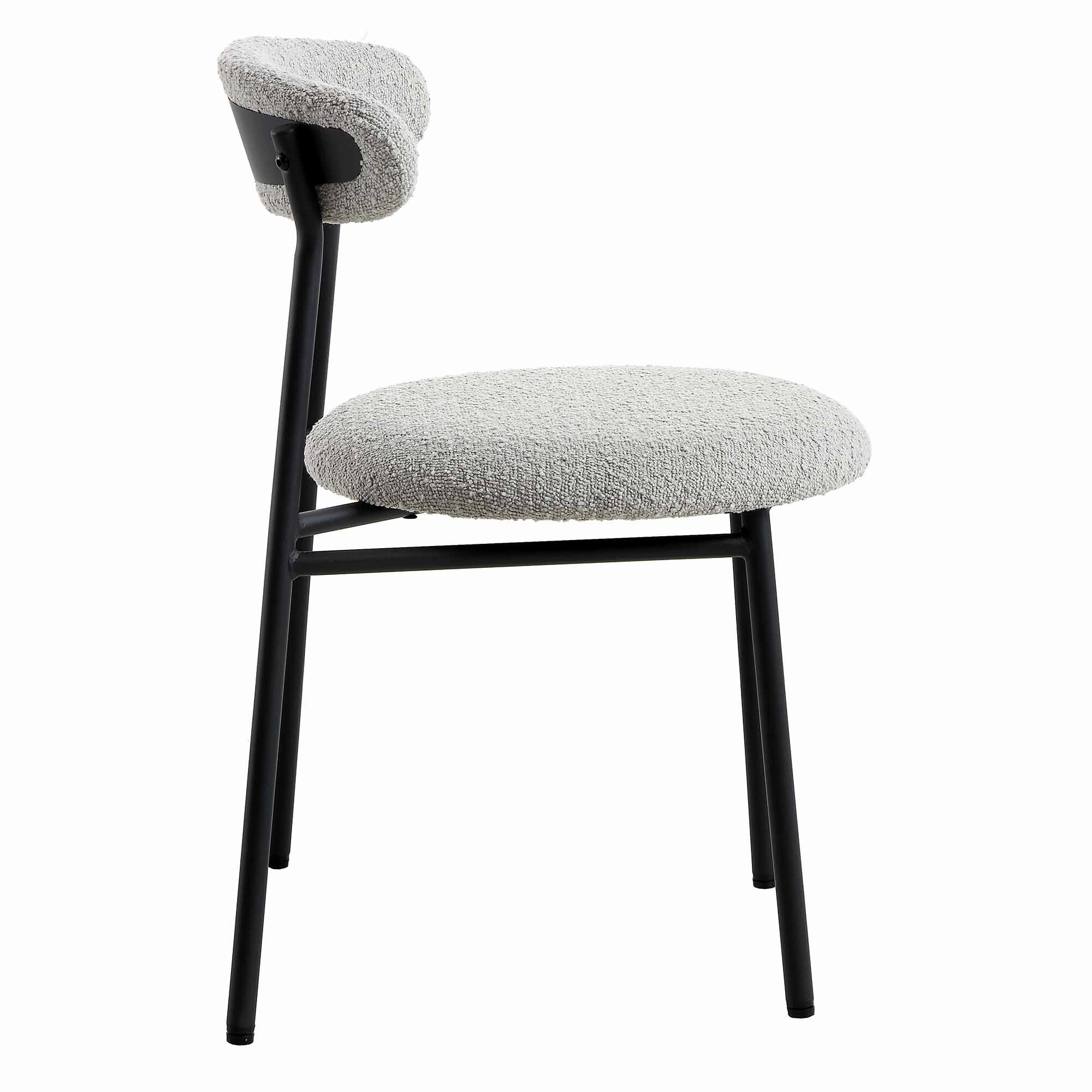 Donna Set of 2 Light Grey Boucle Dining Chairs