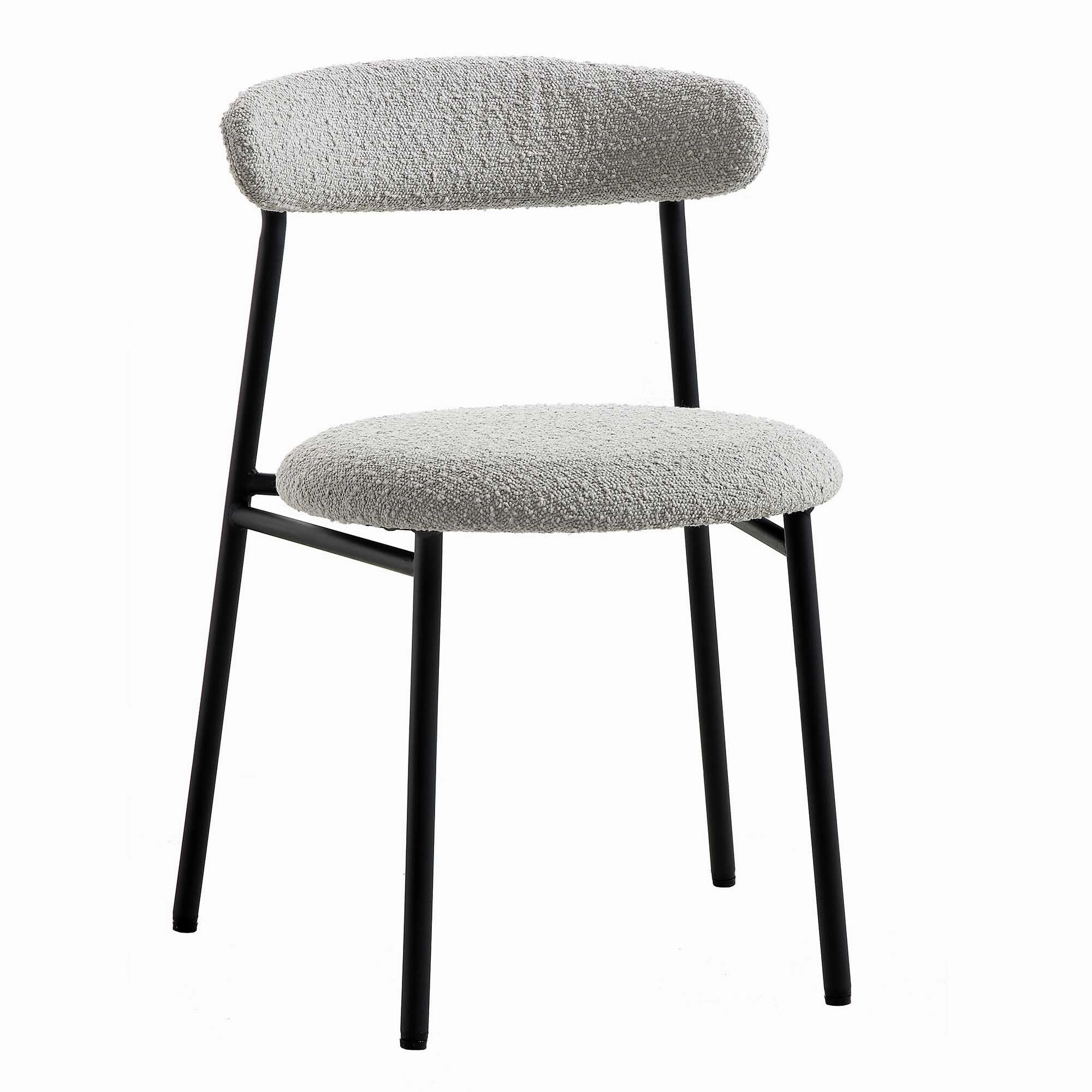 Donna Set of 2 Light Grey Boucle Dining Chairs