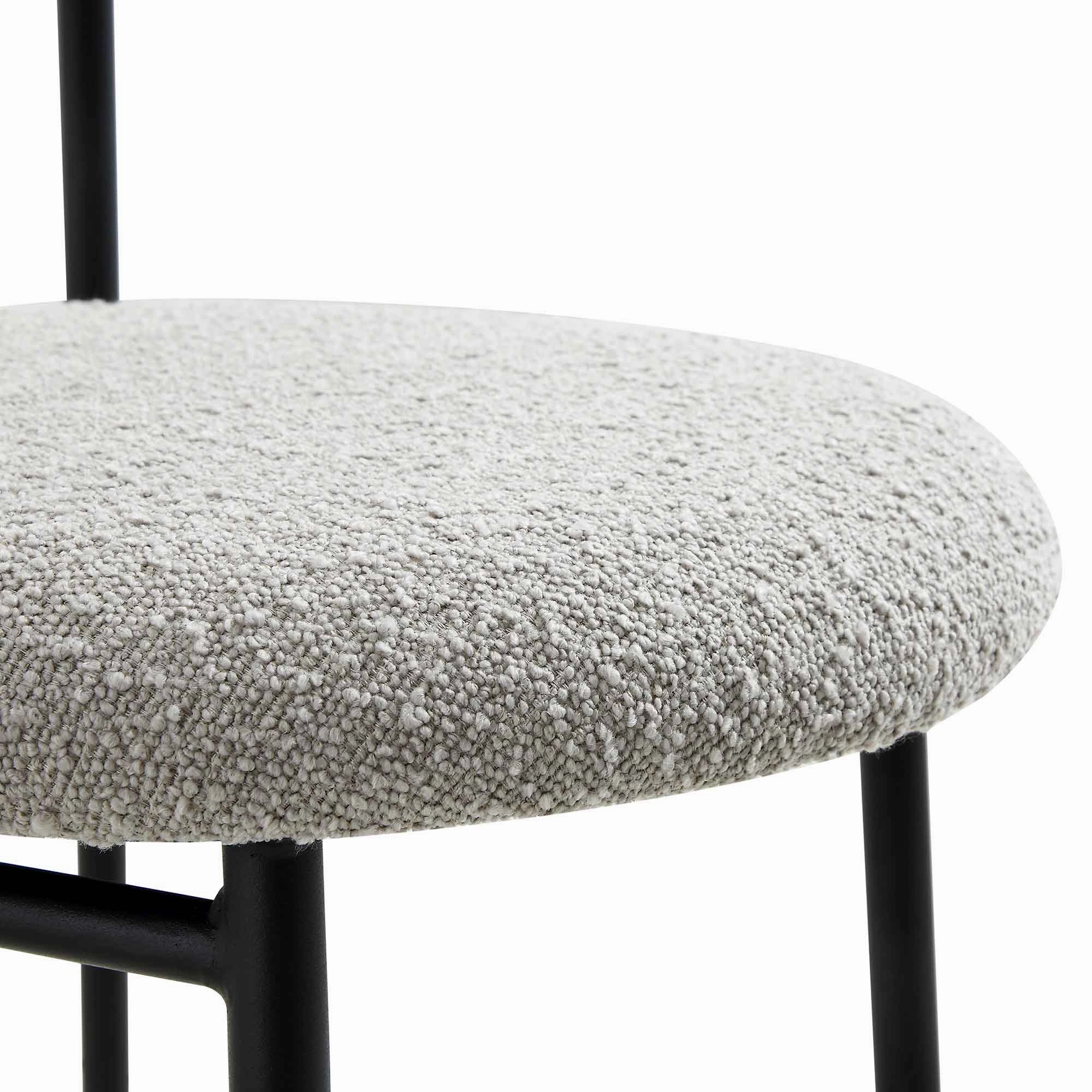 Donna Set of 2 Light Grey Boucle Dining Chairs