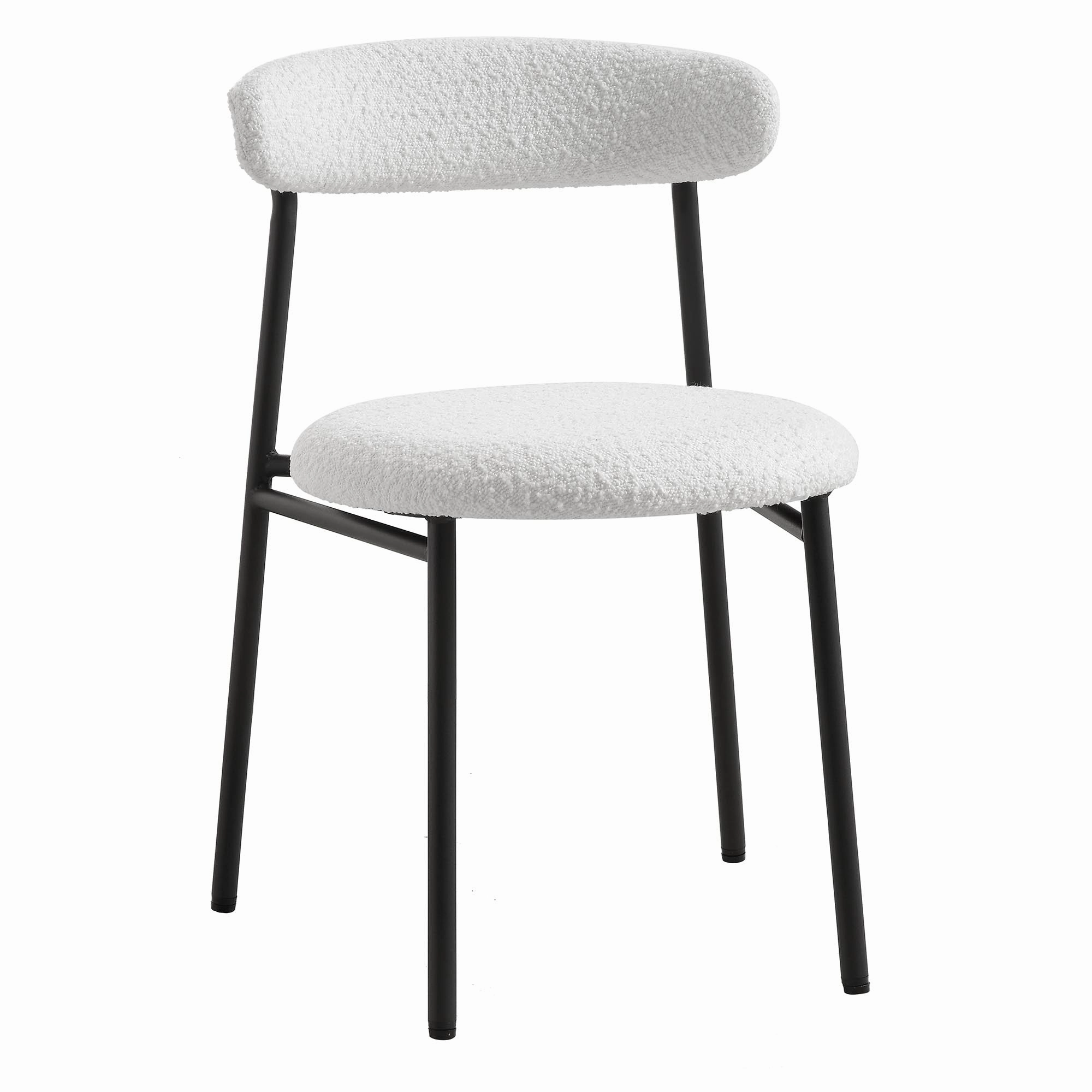 Donna Set of 2 White Boucle Dining Chairs