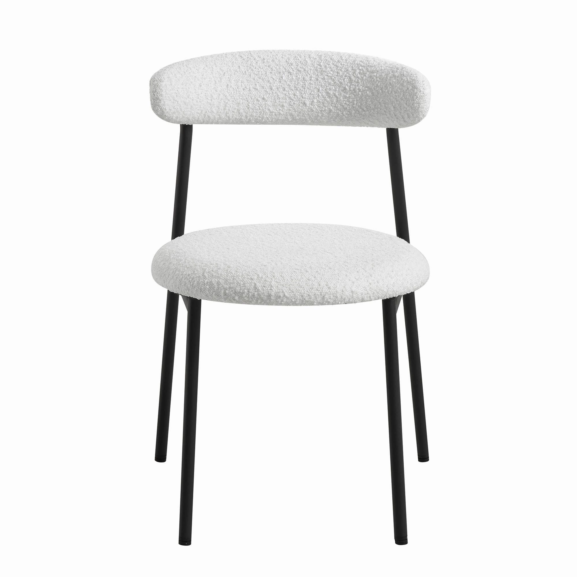 Donna Set of 2 White Boucle Dining Chairs