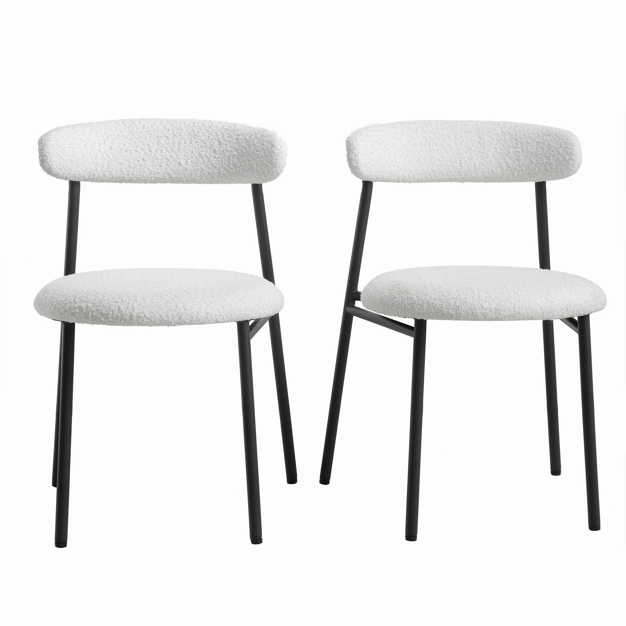 Donna Set of 2 White Boucle Dining Chairs