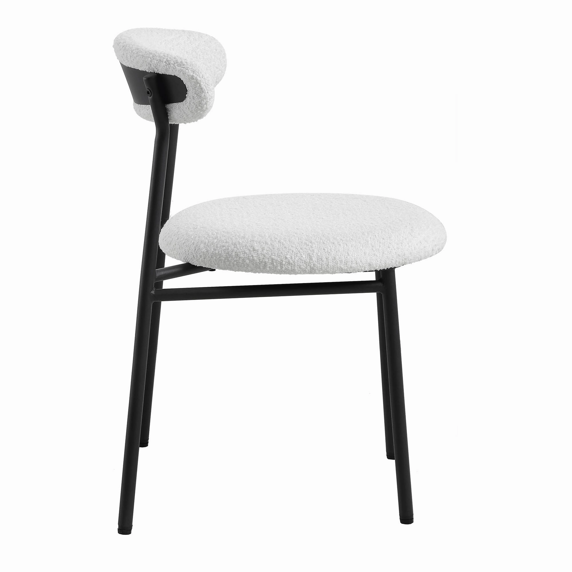 Donna Set of 2 White Boucle Dining Chairs