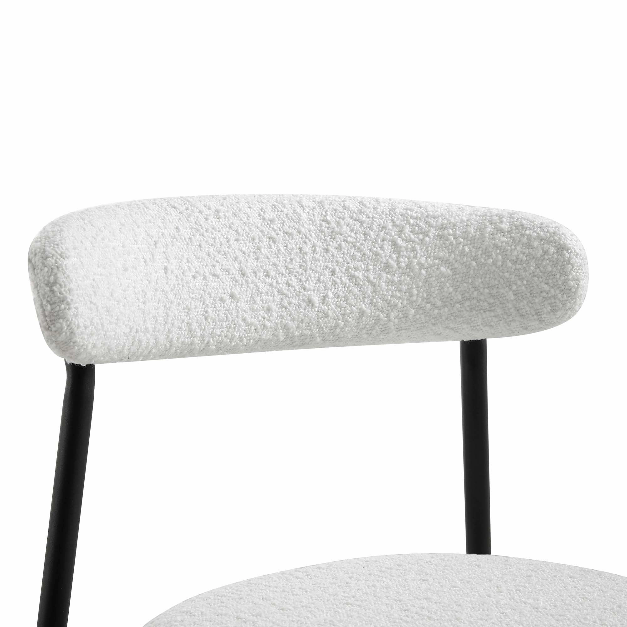 Donna Set of 2 White Boucle Dining Chairs