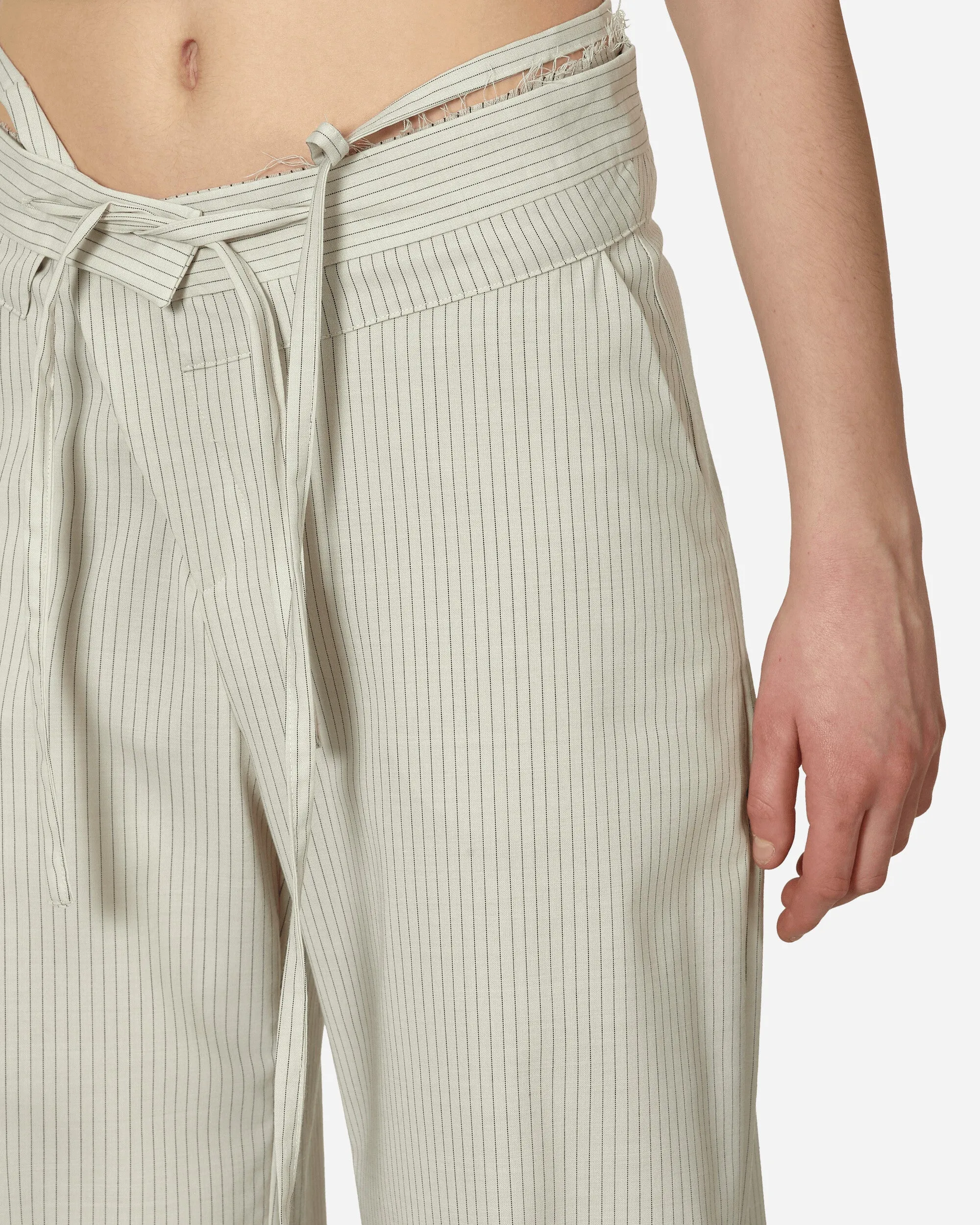 Double Fold Suit Pants Cream Pinstripe