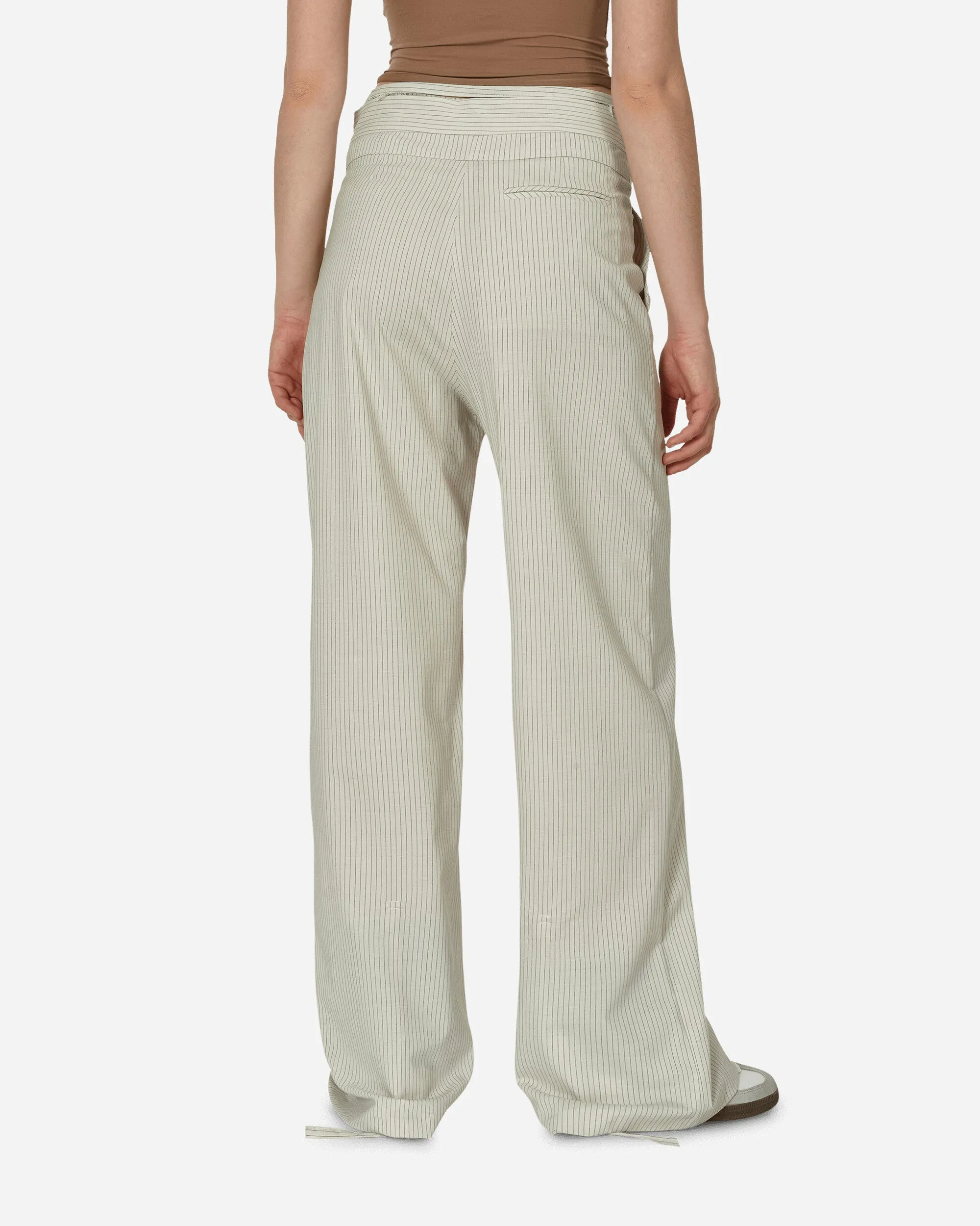 Double Fold Suit Pants Cream Pinstripe