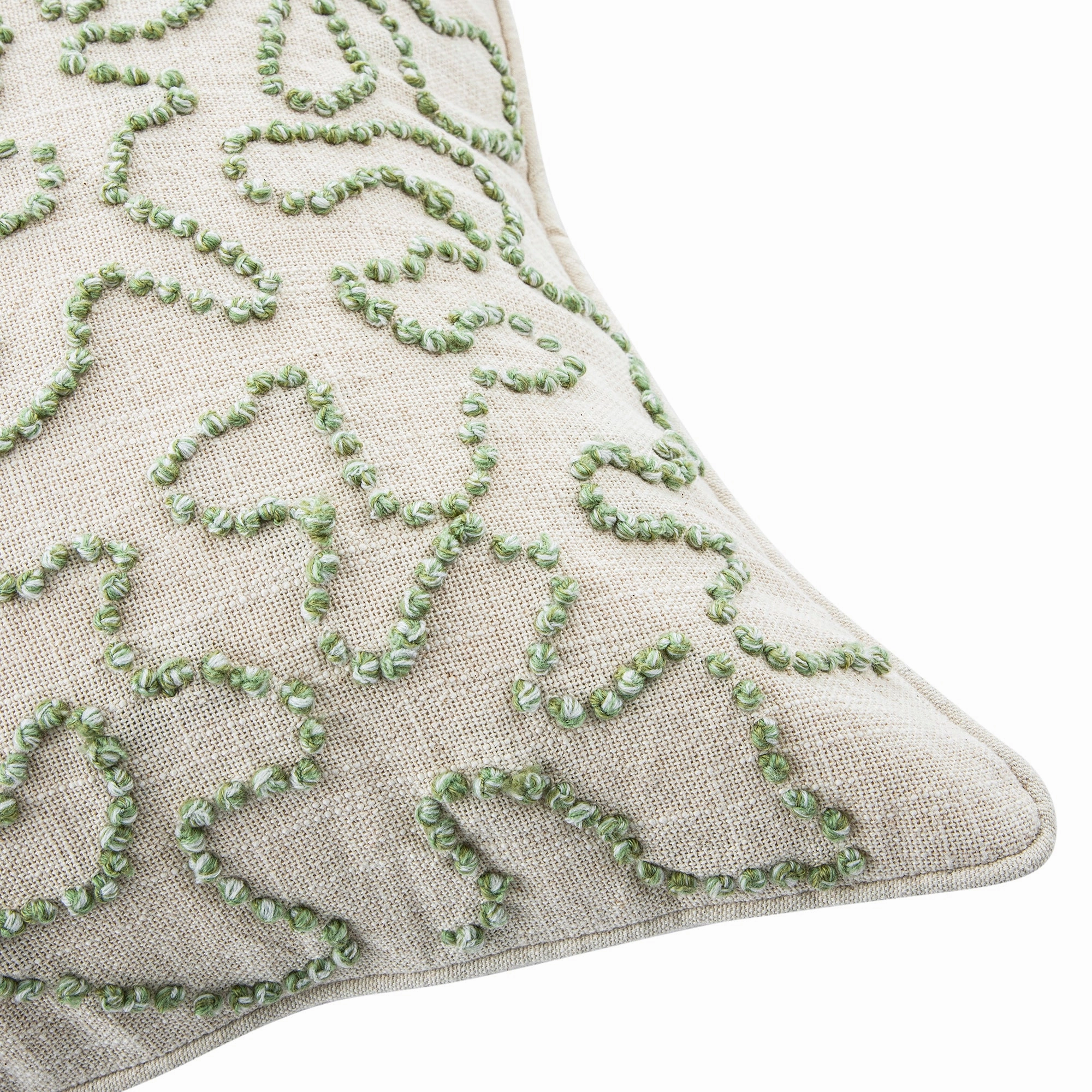 Dulcie Green Wool French Knot Cushion