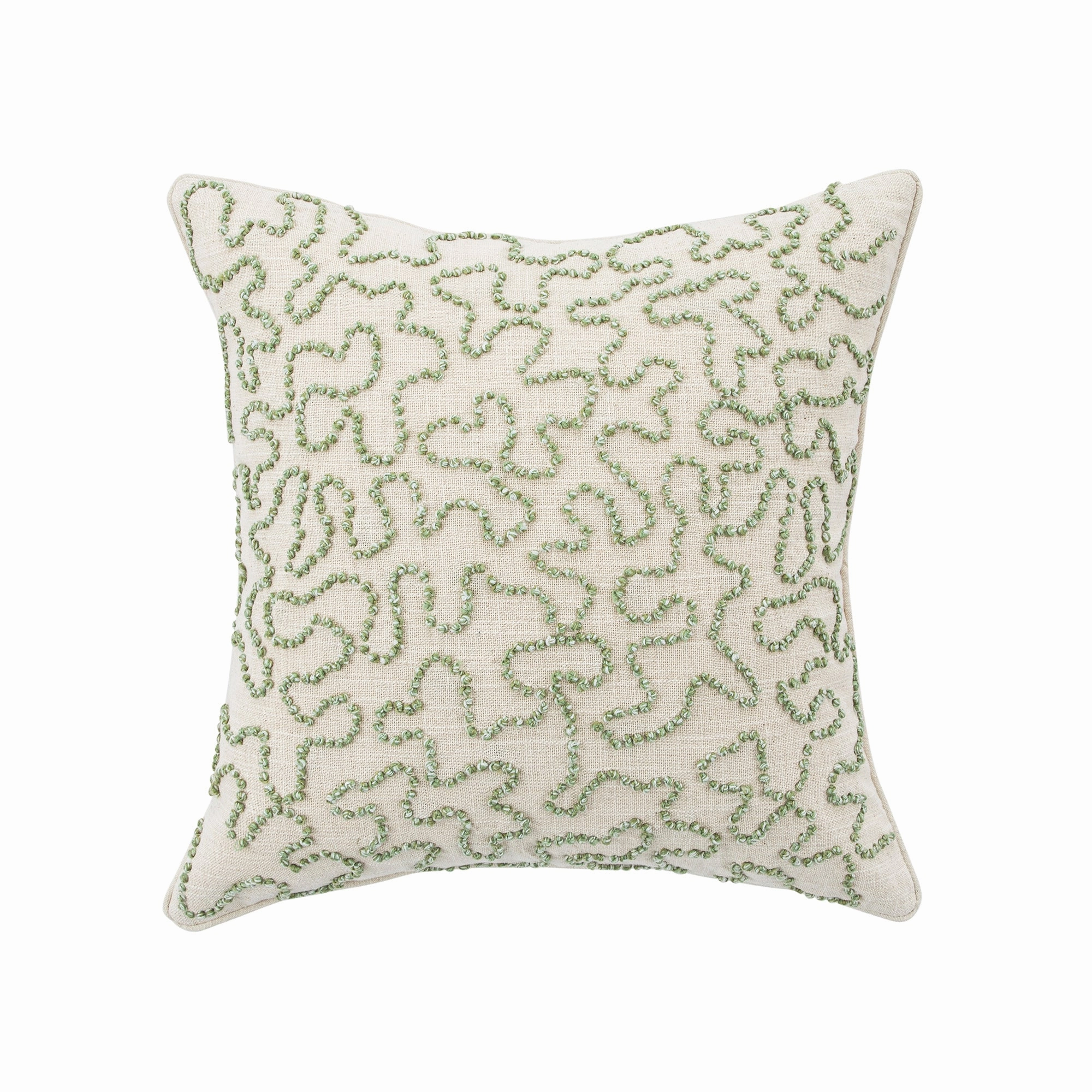 Dulcie Green Wool French Knot Cushion