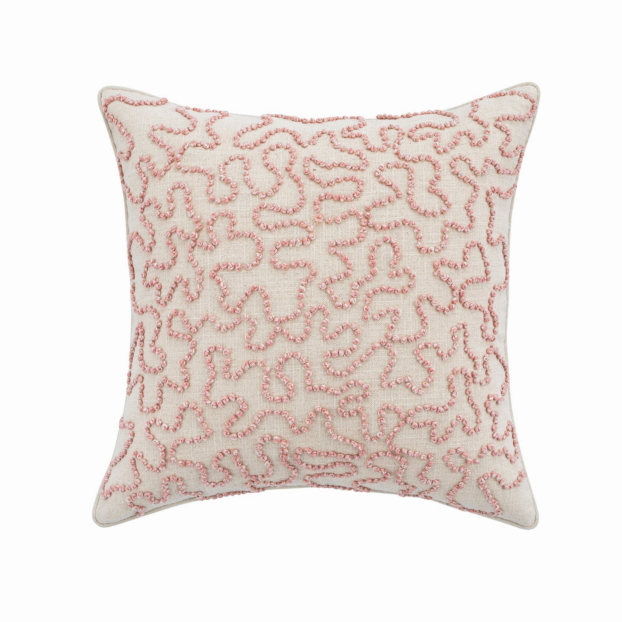 Dulcie Pink Wool French Knot Cushion