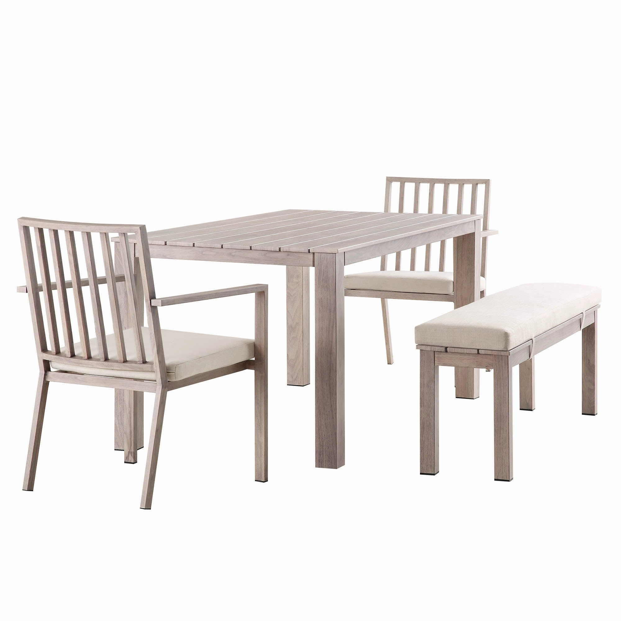 Earlswood Aluminium Washed Wood Effect Dining Set with Bench