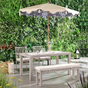 Earlswood Aluminium Washed Wood Effect Dining Set with Bench