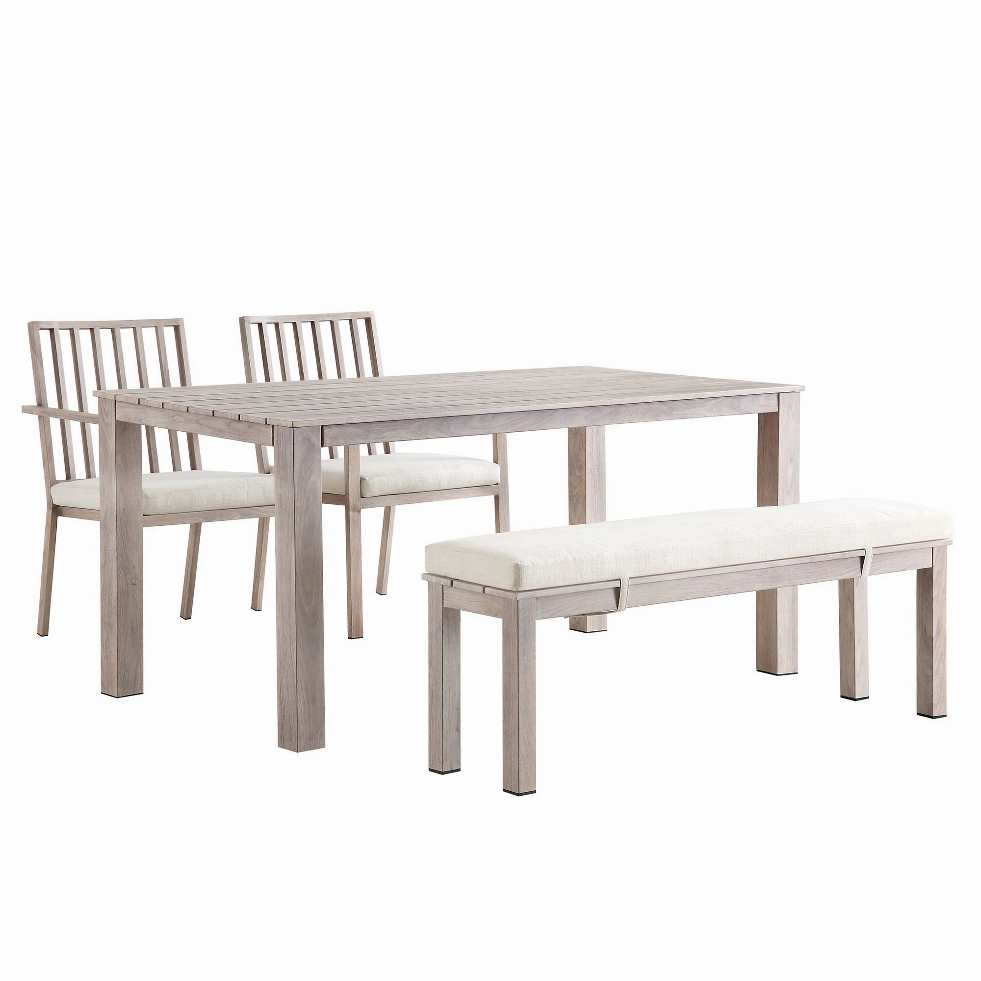 Earlswood Aluminium Washed Wood Effect Dining Set with Bench