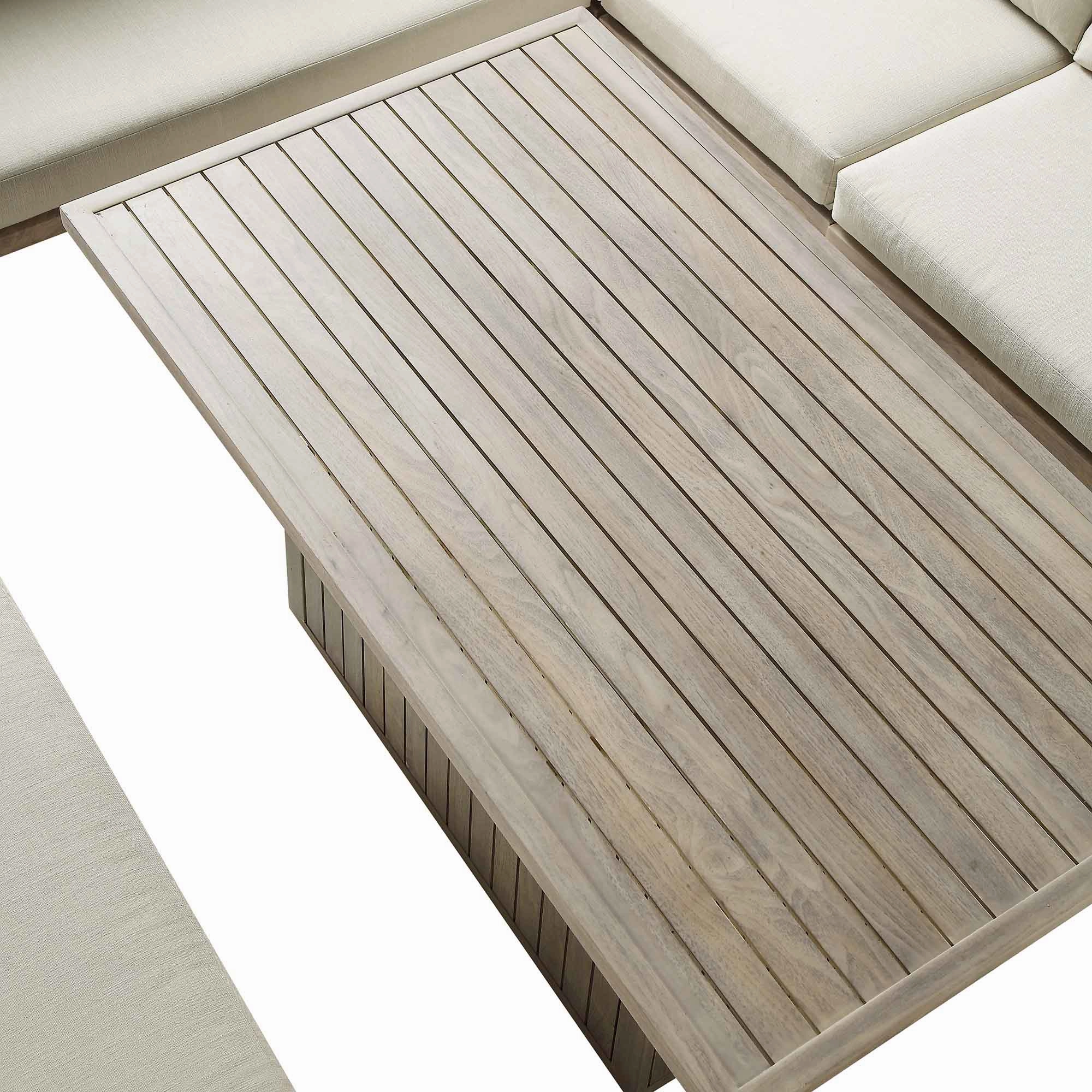 Earlswood Aluminium Washed Wood Effect Large Corner Sofa Set with Rising Table
