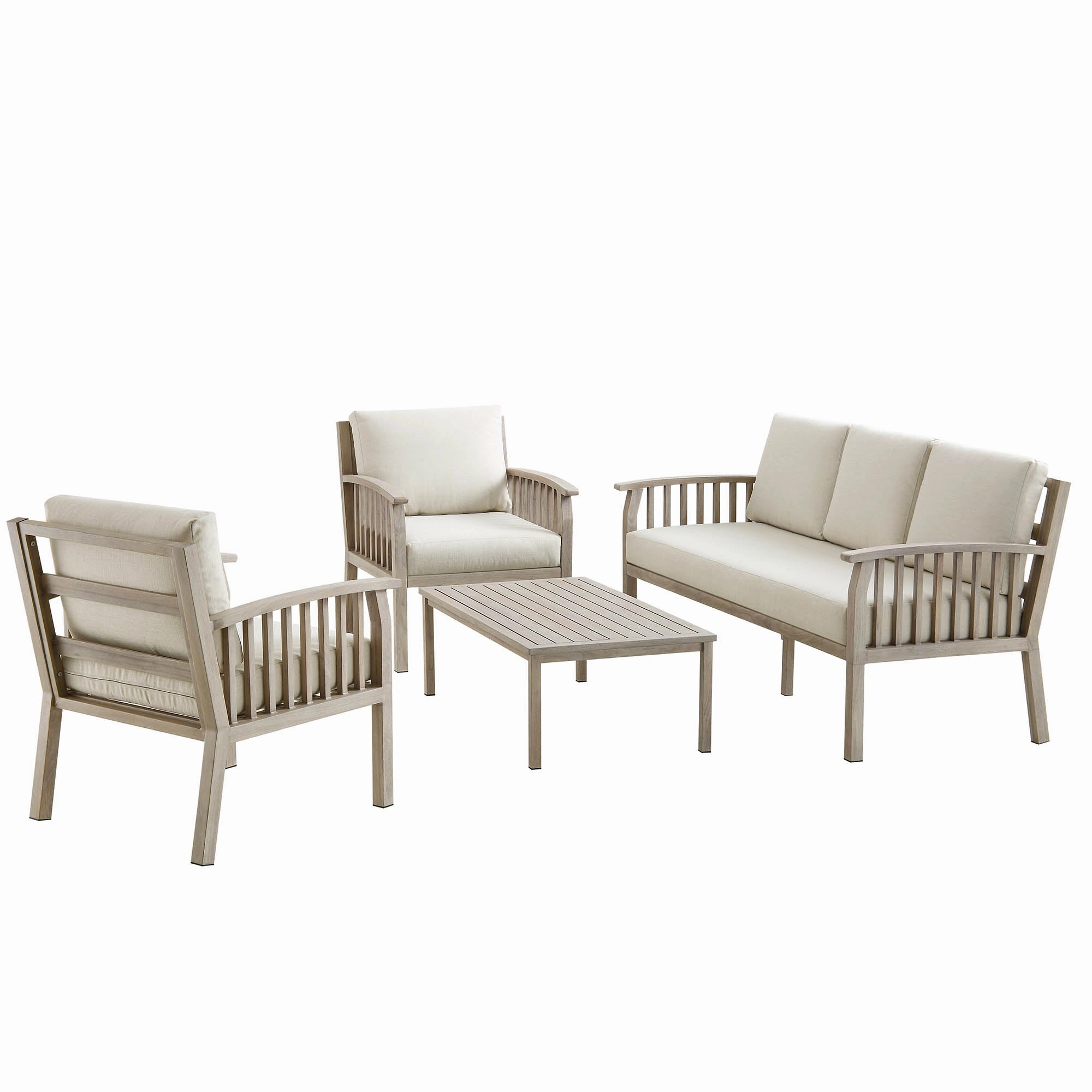 Earlswood Aluminium Washed Wood Effect Sofa Set with Coffee Table