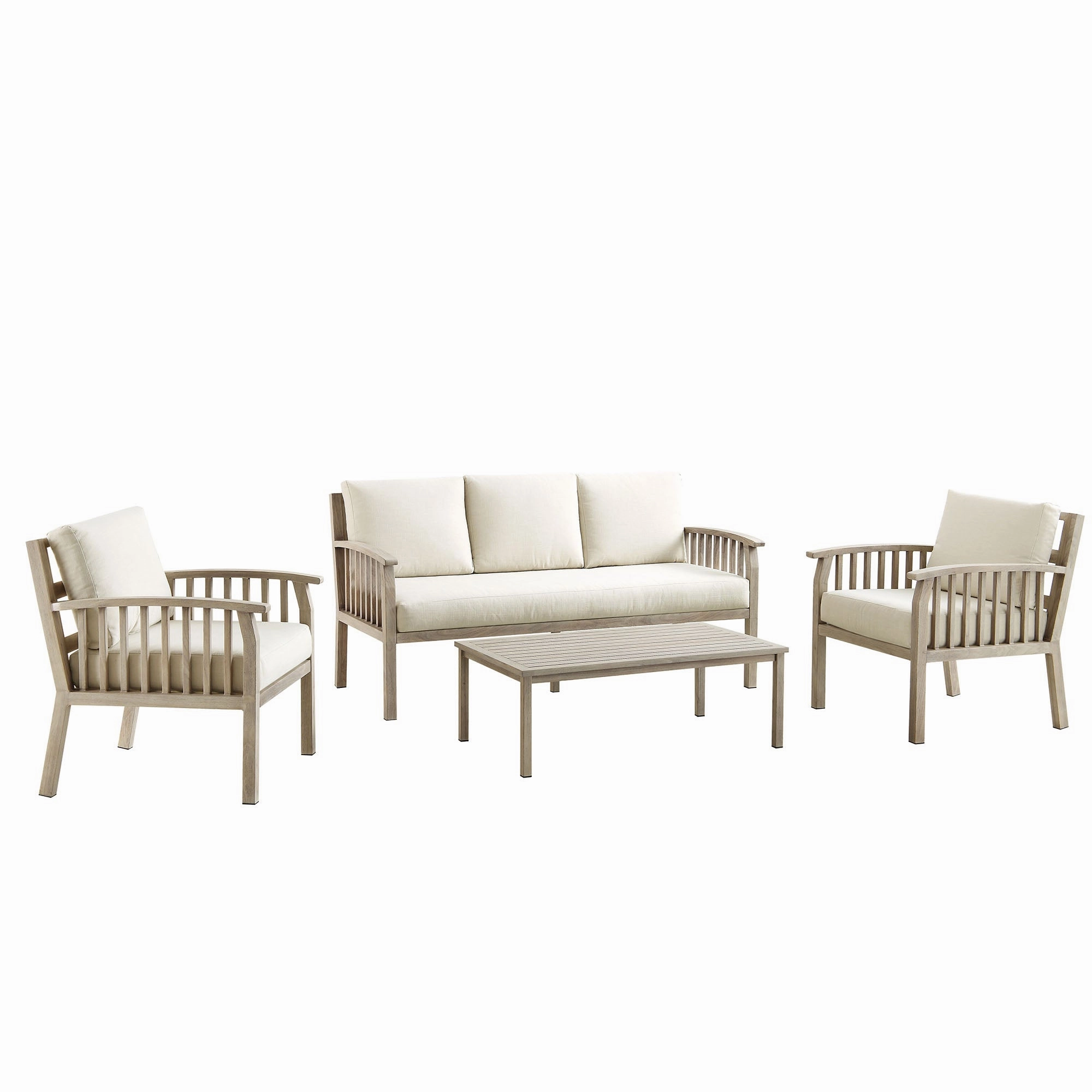 Earlswood Aluminium Washed Wood Effect Sofa Set with Coffee Table