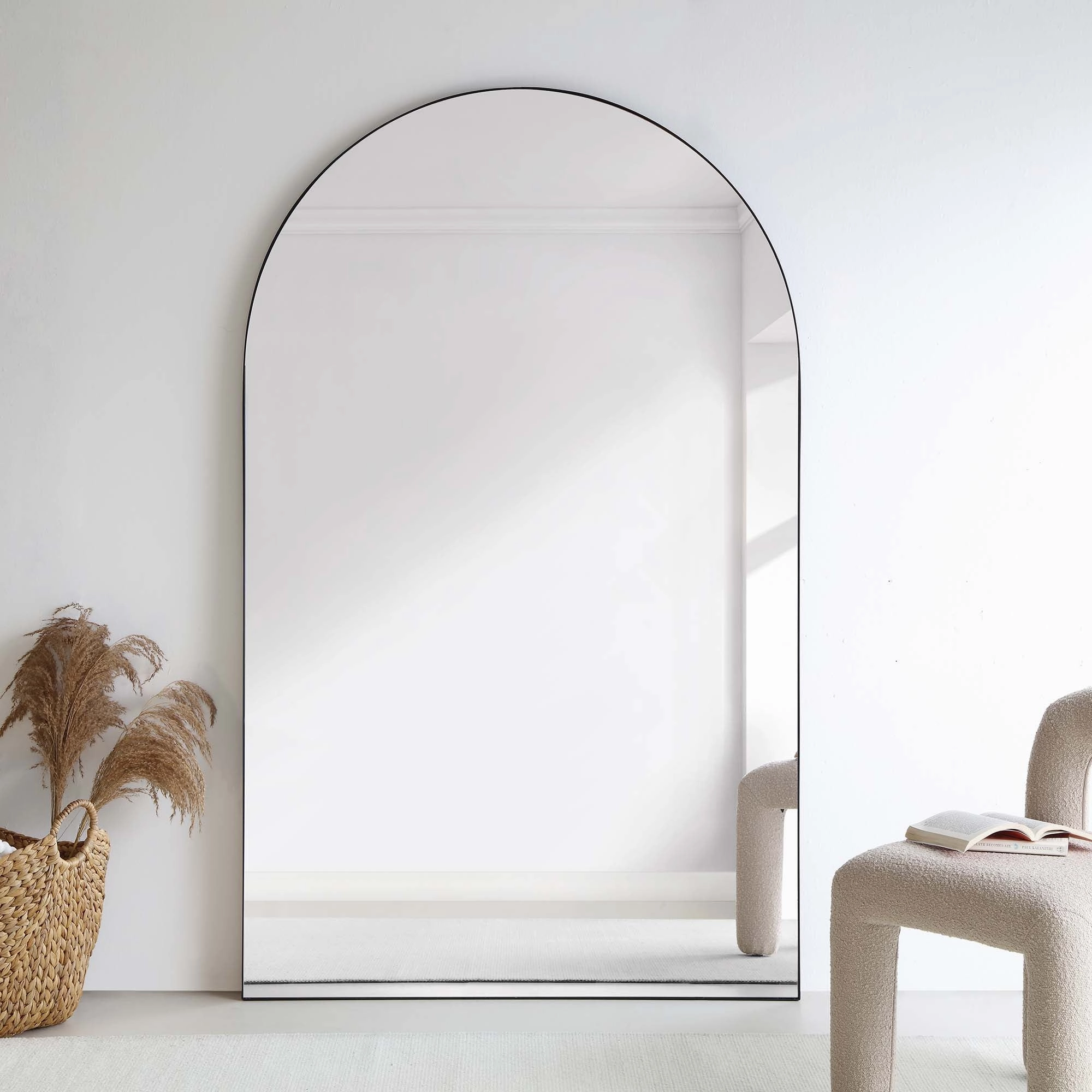 Eden Arched Full Length Metal Frame Mirror 180 x 110 cm, Black